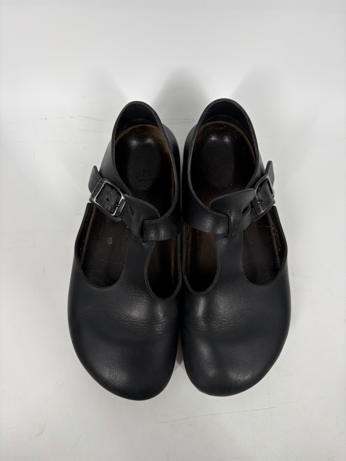 Rare Birkenstock Paris Black Leather Shoes T Strap Mary Janes EU 37 US 6 6.5