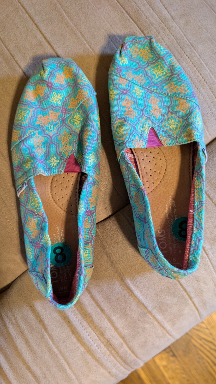 Tom’s Alpargata Canvas Women’s Classics Classic Geometric Moroccan Print Size 8