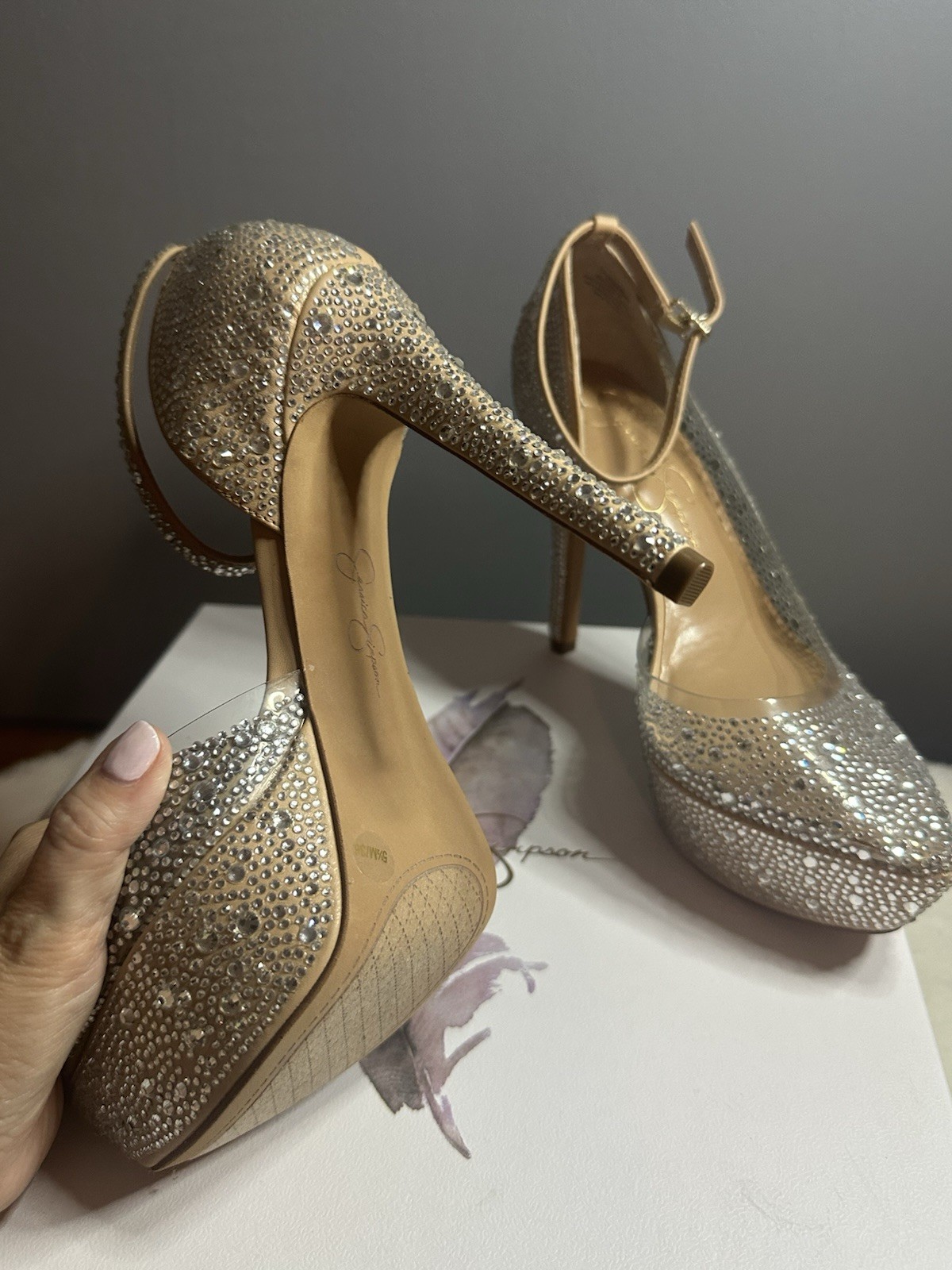 Jessica Simpson Crystal Platform Pumps Size 5