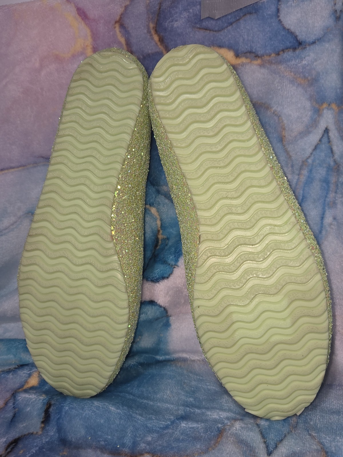 Bamboo* Green Glitter Sparkling Heart Bow Flats Shoes Women Size 8