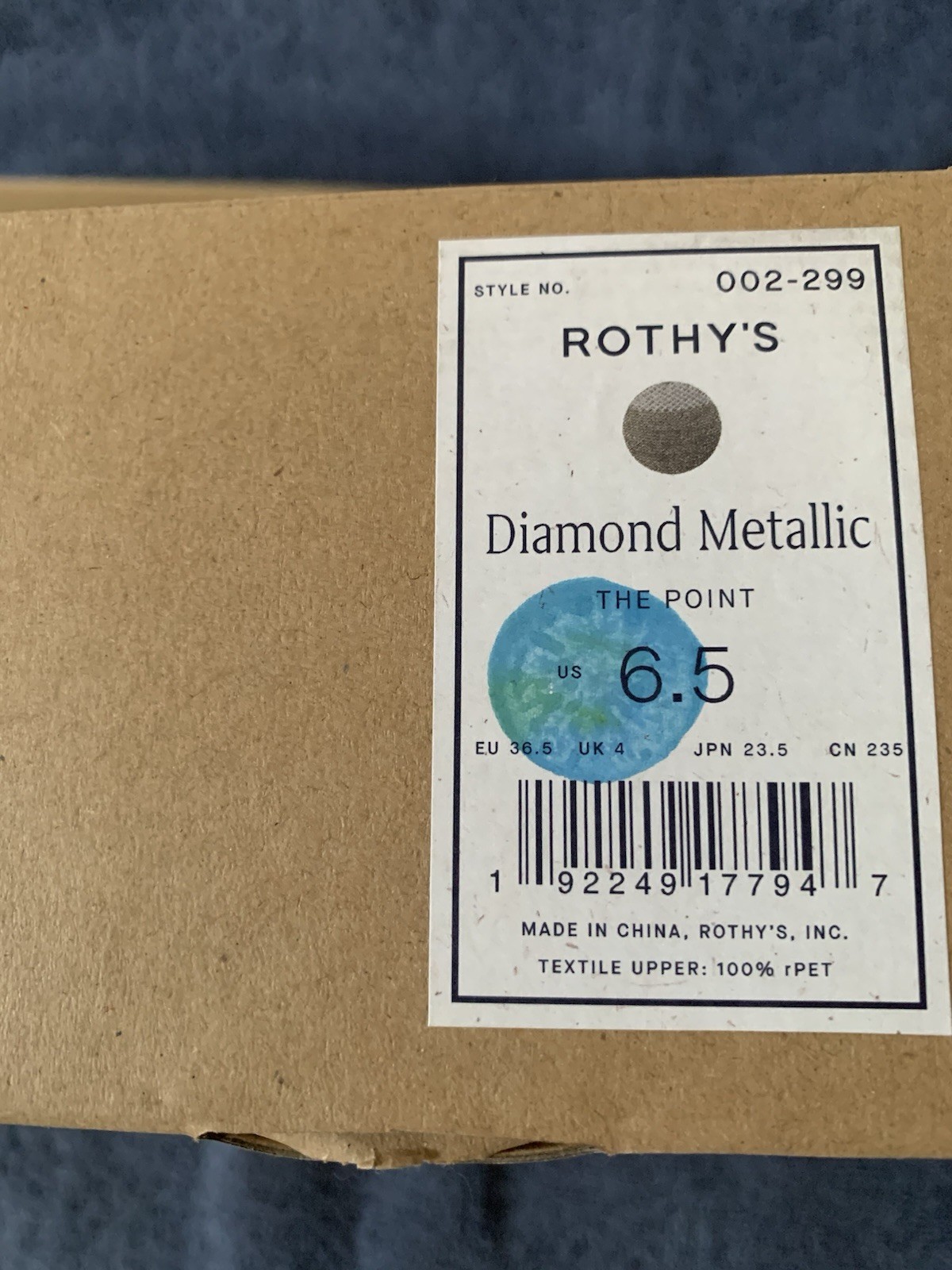 Rothy’s the point II Diamond Twill Pointed Toe Flats Shoes Metallic
