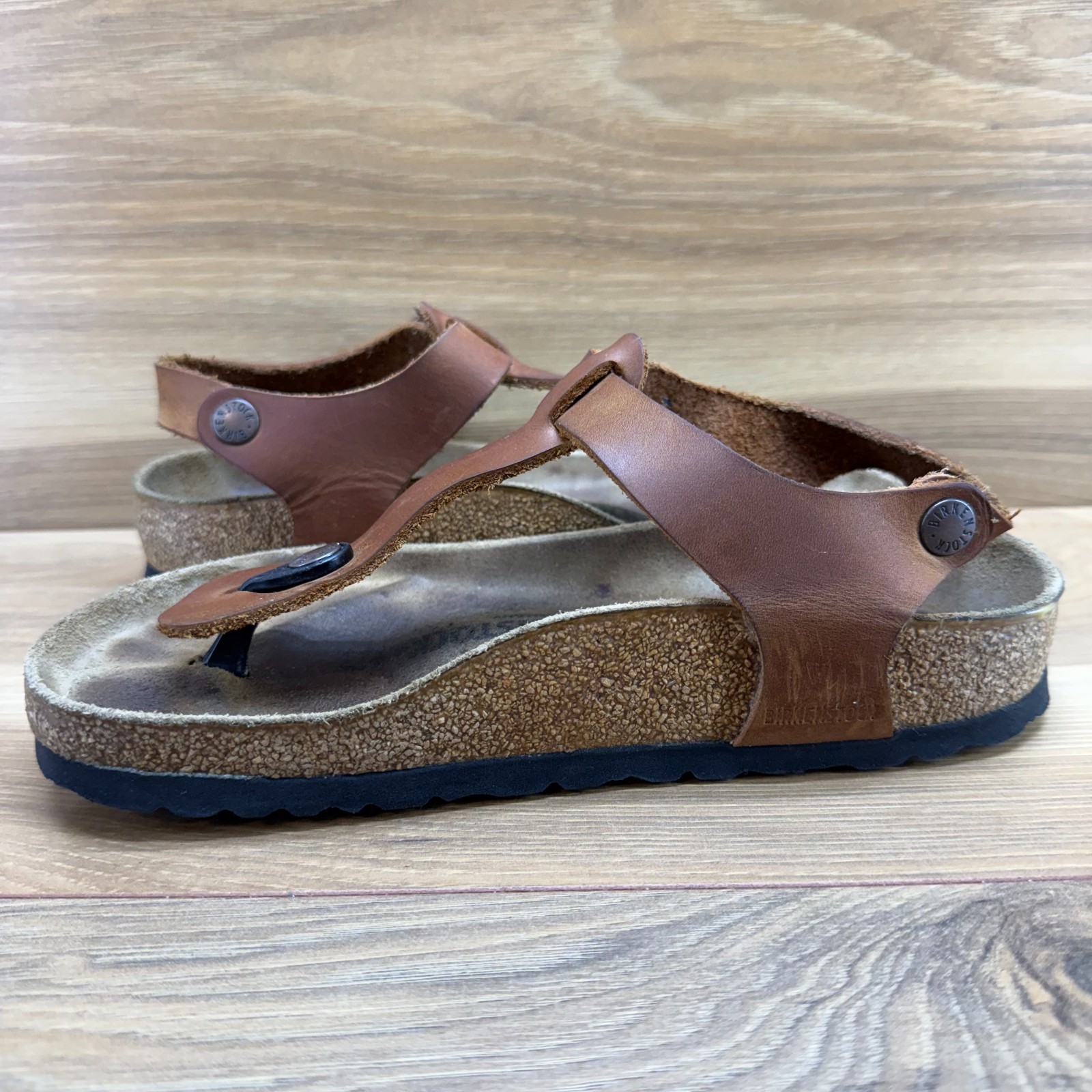 Birkenstock Kairo Sandals Cognac Tan Leather 4 W EU 35 Buckle Travel Vacation
