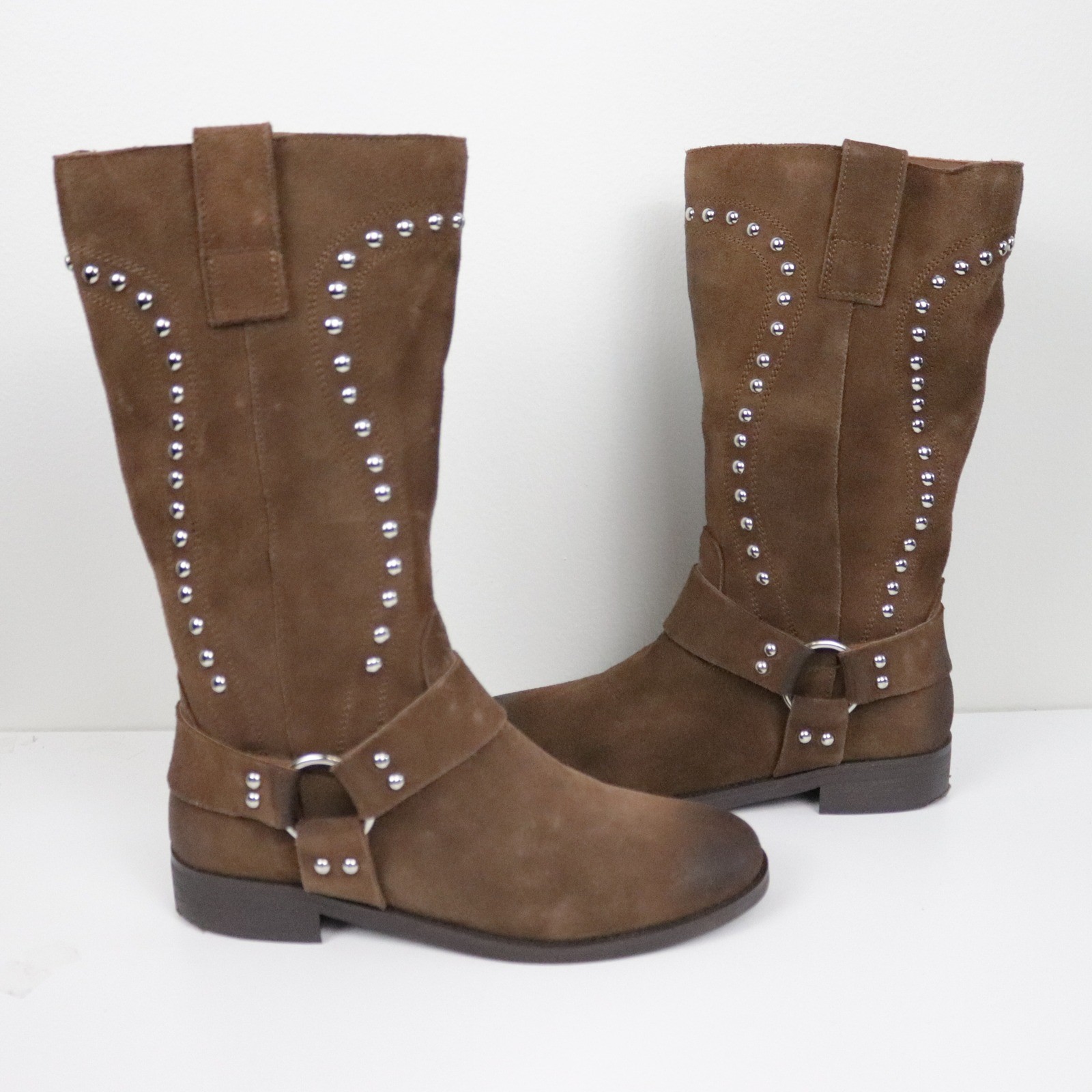 Anthropologie Bibi Lou Suede Studded Harness Western Boots EU 37 US 6 – 6.5