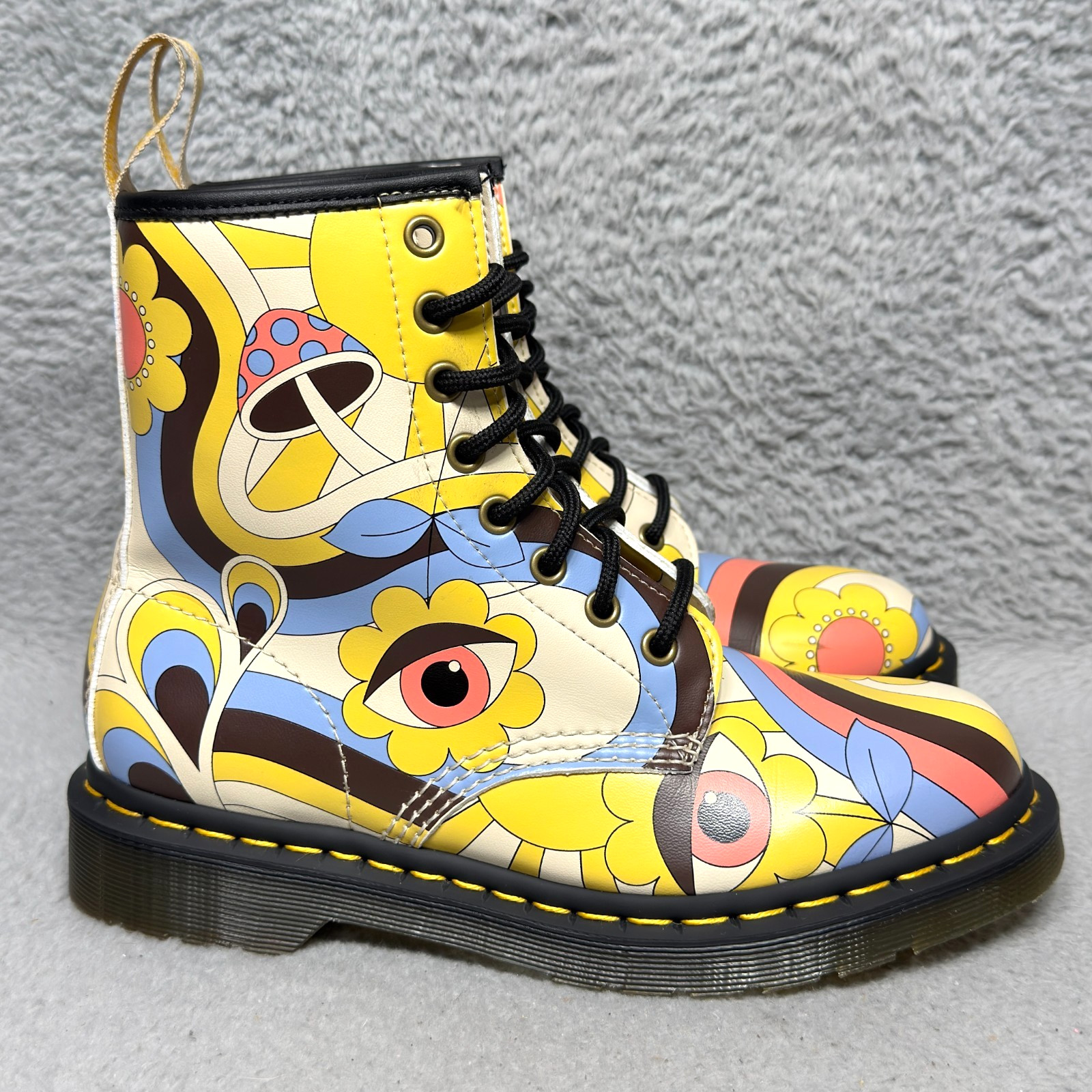 Dr Martens 1460 Retro Ray Kemble Womens Size 7 Vegan Ankle Boots Eye Mushroom