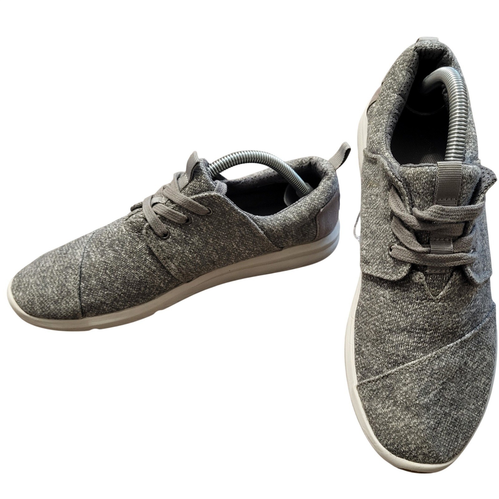 TOMS Del Rey Gray Knit Low Top Lace Up Sneakers Womens size 8 Casual Textile
