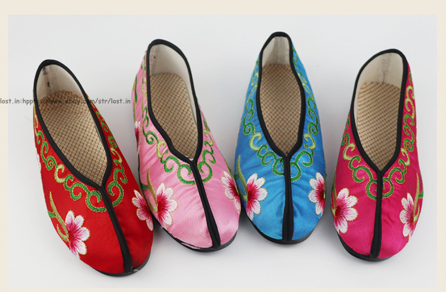 Men Women Chinese Embroidered Flats Opera Peking Opera Performance Floral Shoes