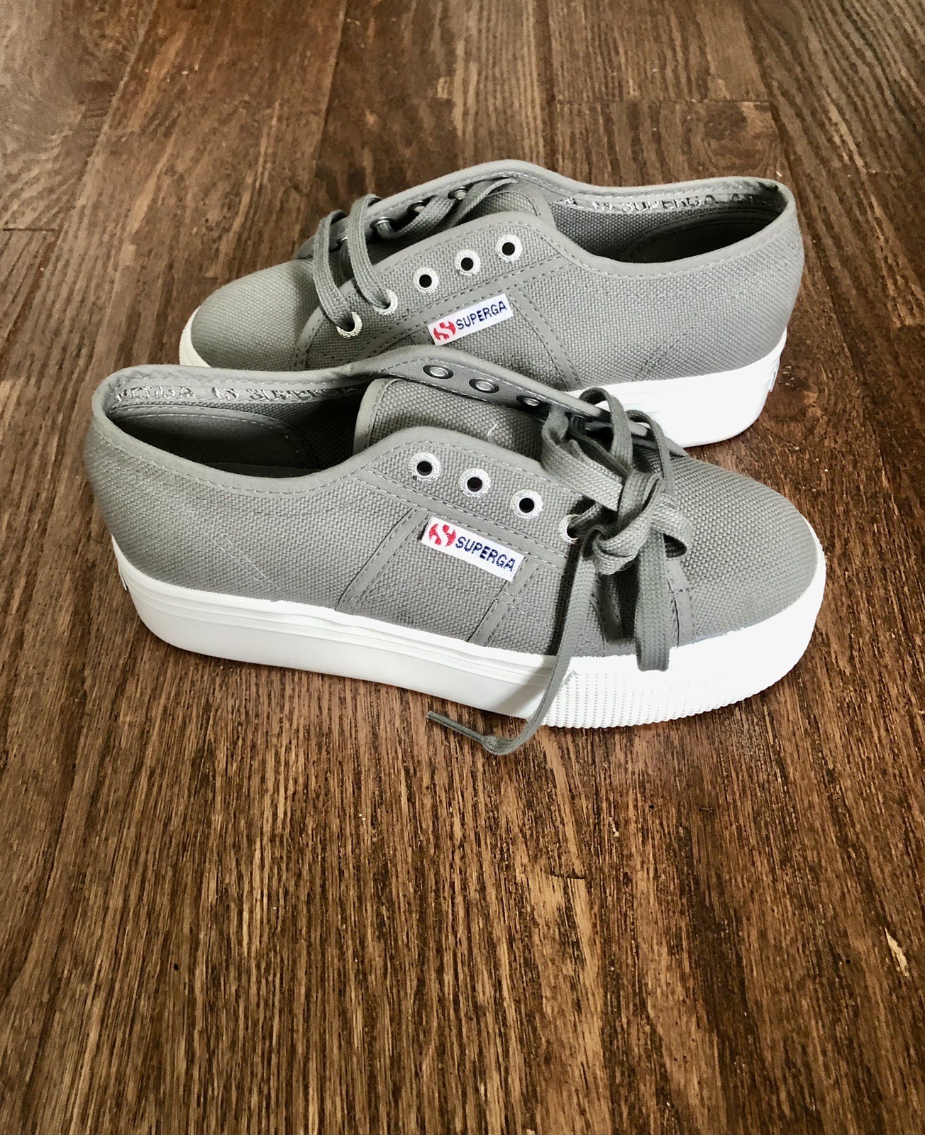 SUPERGA 2750 Gray Sage Canvas Platform Sneakers US 6 NEW