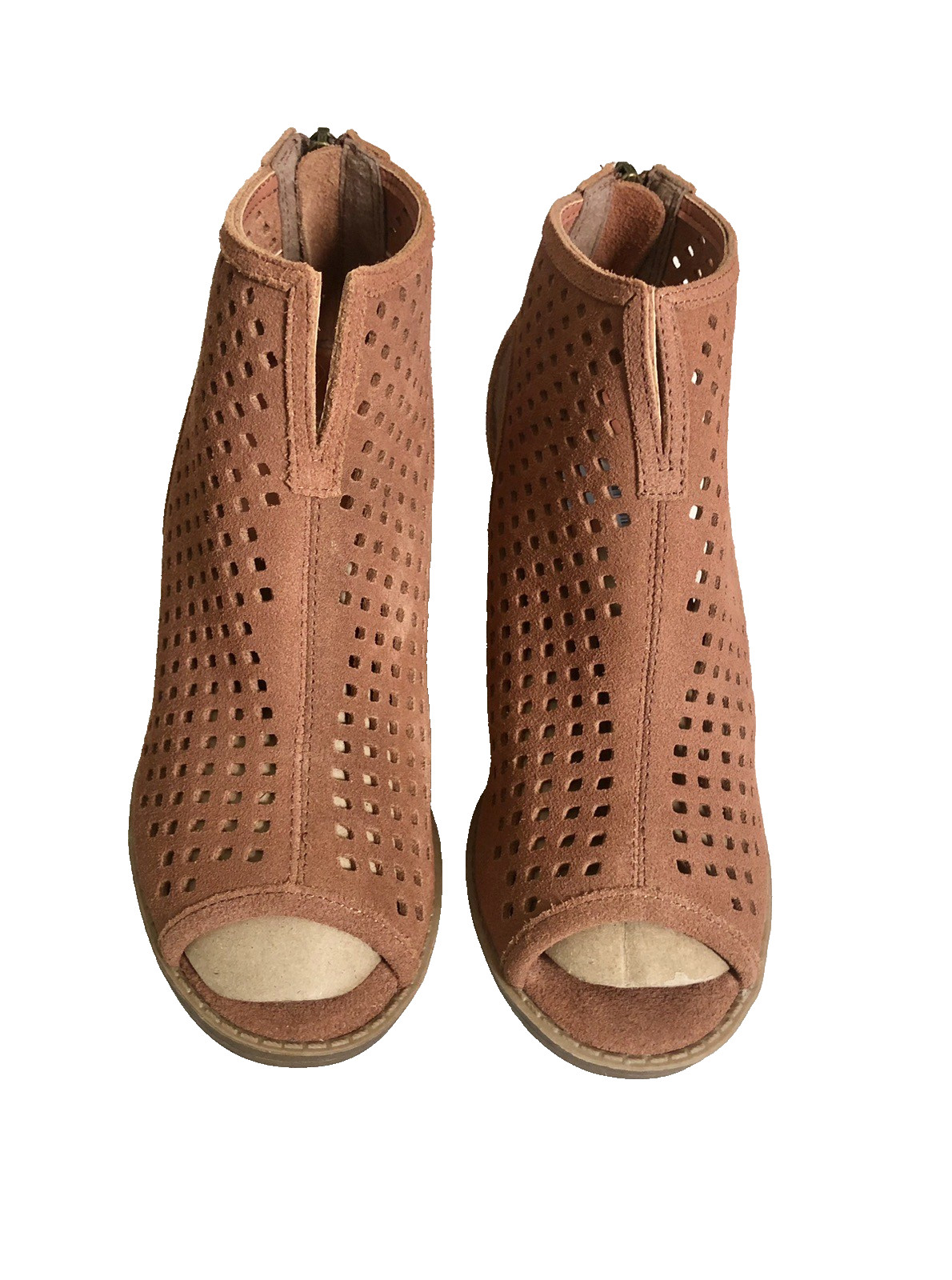 DIRTY LAUNDRY TESSA Brown Leather Peep Toe Zip Booties US 6 NEW