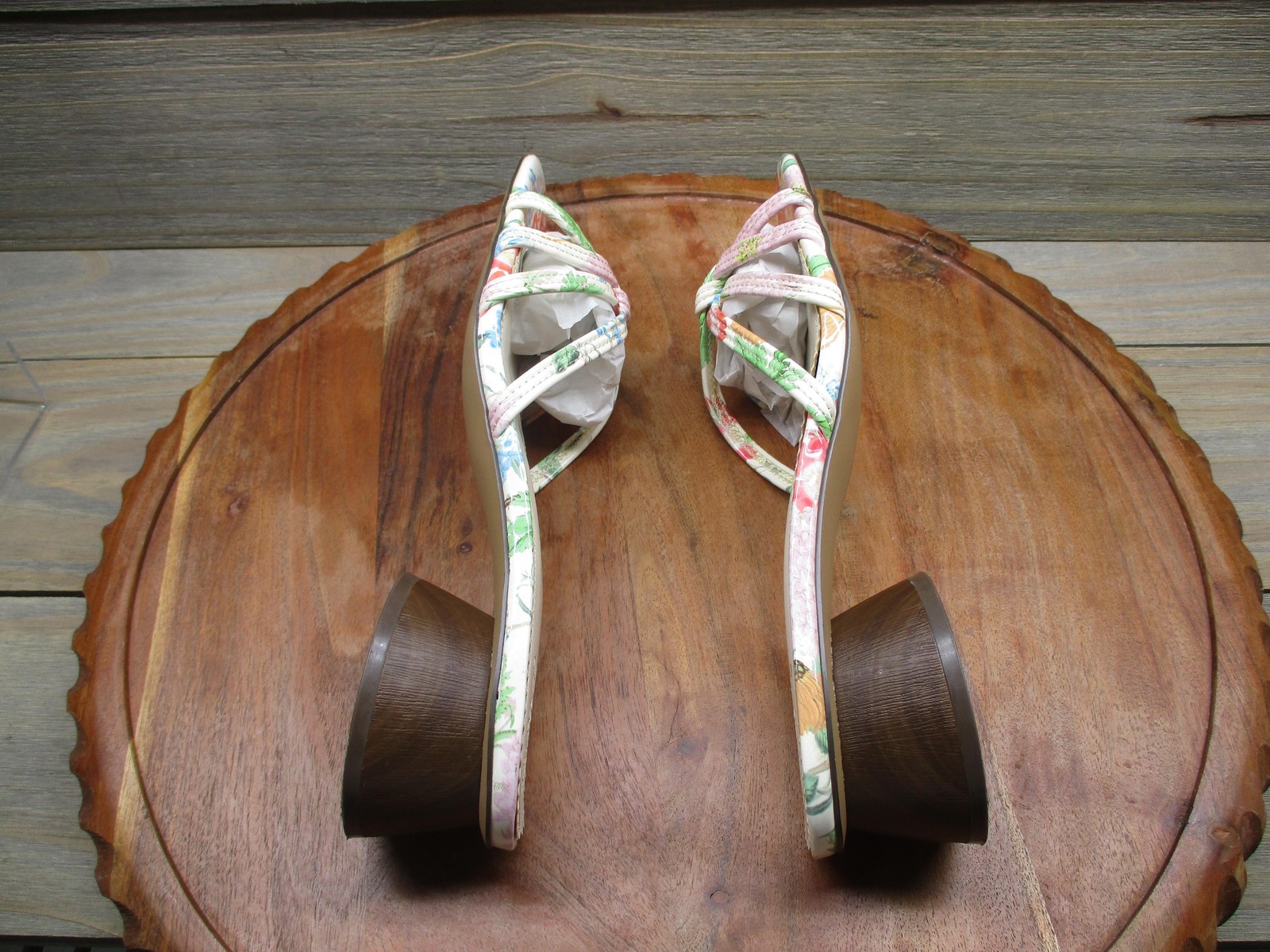 Vince Camuto Sandals Womens Size 11 Multicolor Floral Slide Cone Heel Shoes
