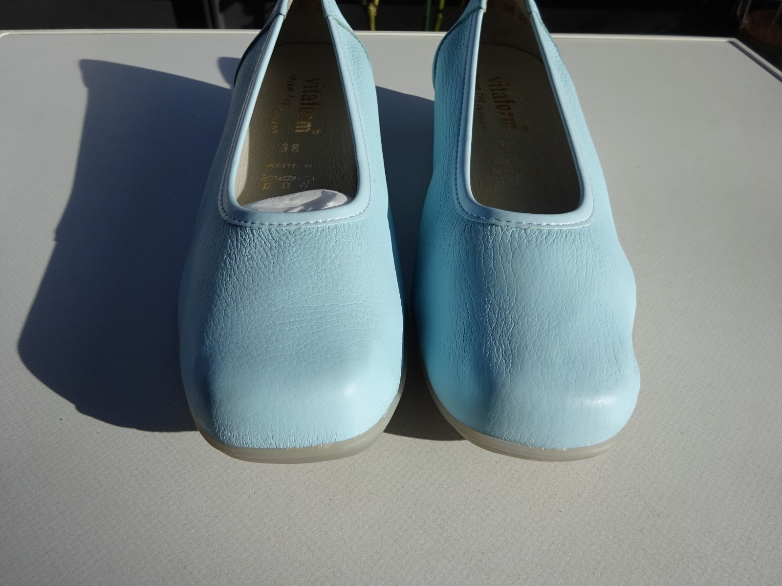 Vitaform women’s ballet flats leather deerskin rubber edge light blue Germany size 38 H New