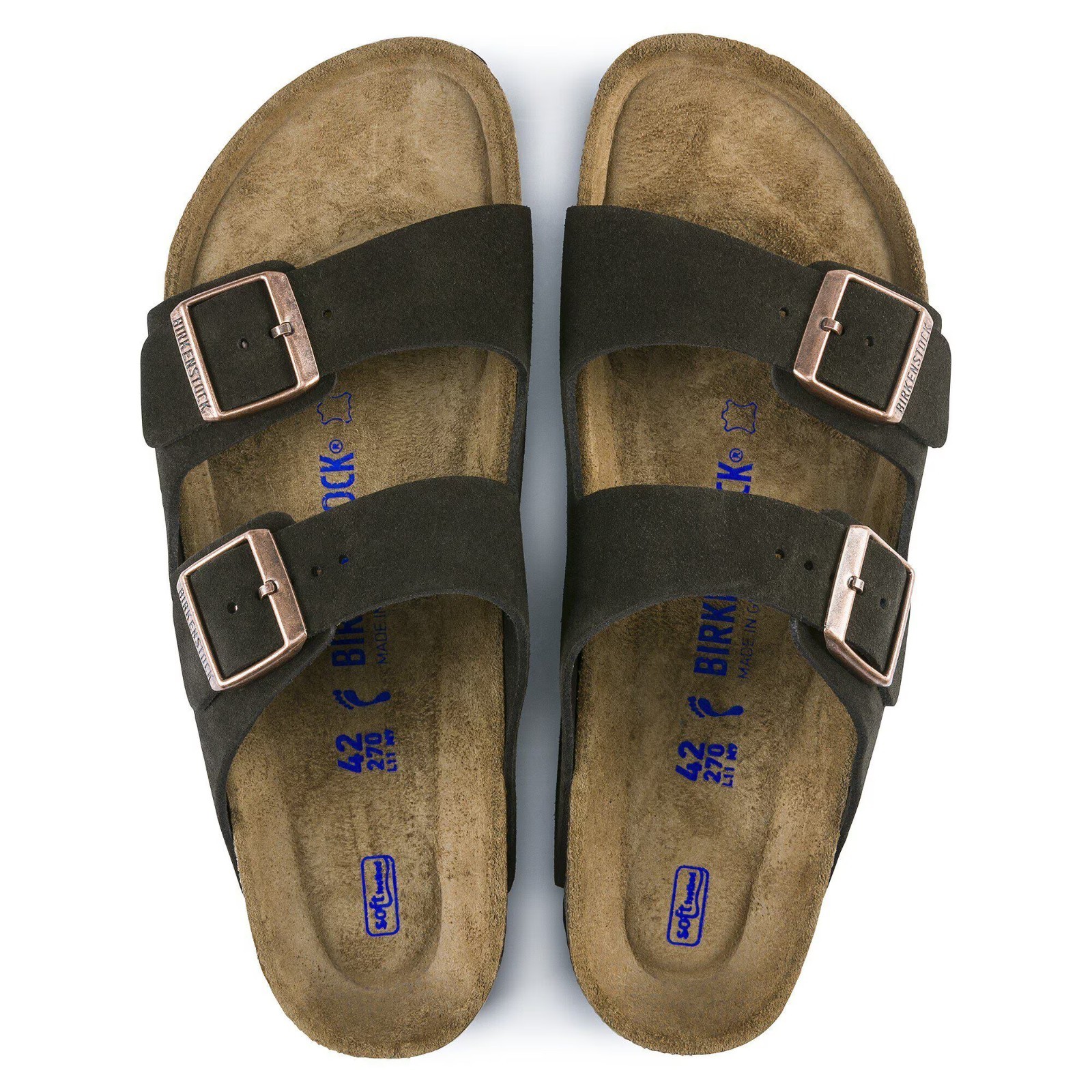 Birkenstock Arizona Soft Footbed Suede Leather Mocha Sandals Select Size