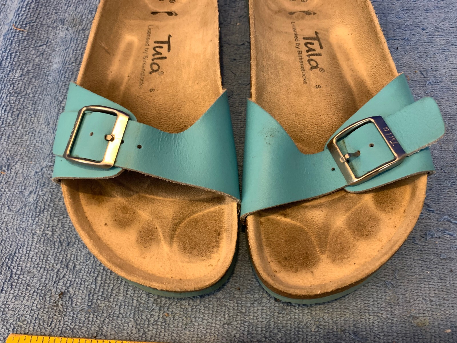 Tula By Birkenstock Madrid Slip On Sandals Slides Turquoise / Blue Size 39 us 8