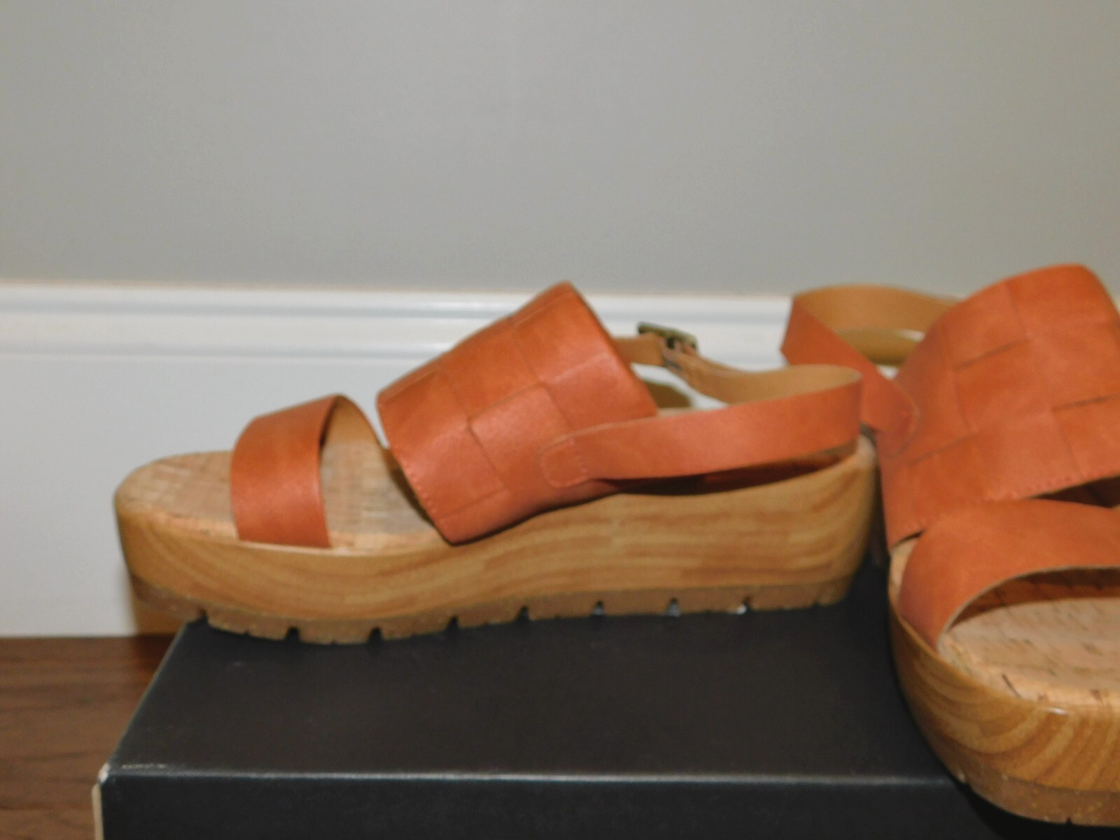 Korks Kork Ease Sz 9 Fraya Wedge Sandals Woven Platform Clog Shoes Orange NEW!