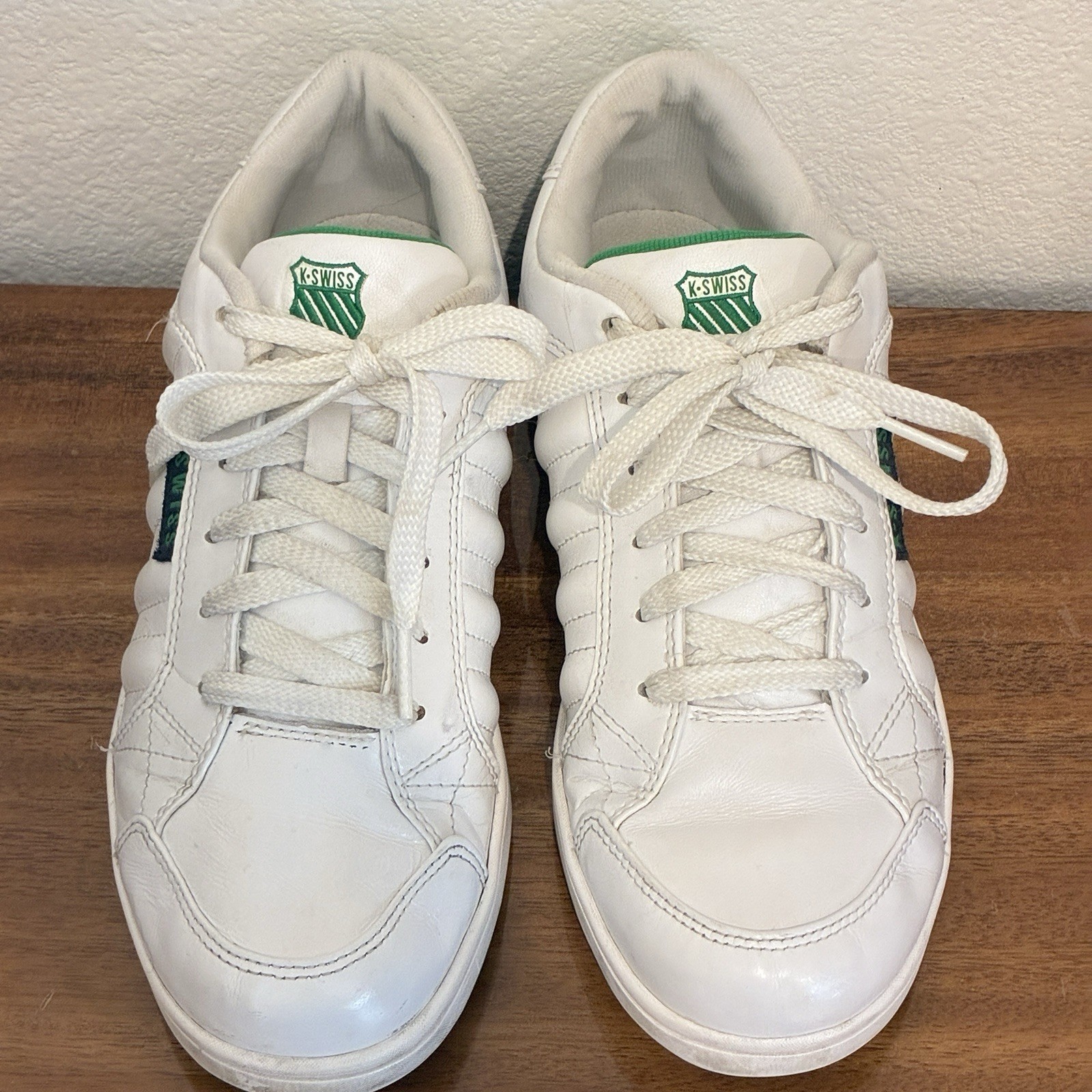 K-Swiss Womens Size 8 White Green Leather Court Tennis Shoe Casual Lifestyle Y2K