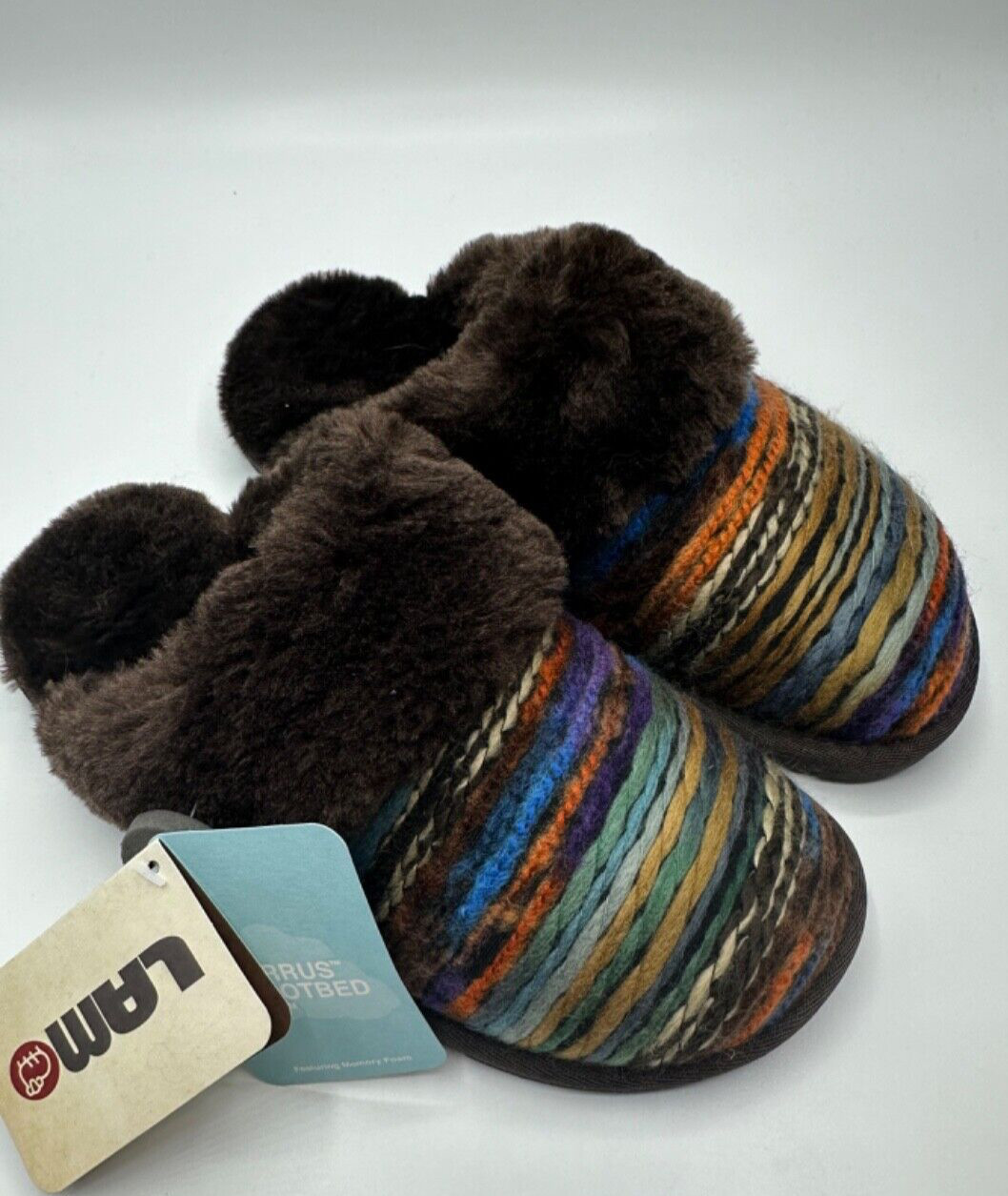 NEW LAM Bedroom Slipper Bootie Faux Sheepskin Textile Yarn Rubber Sole Women S +