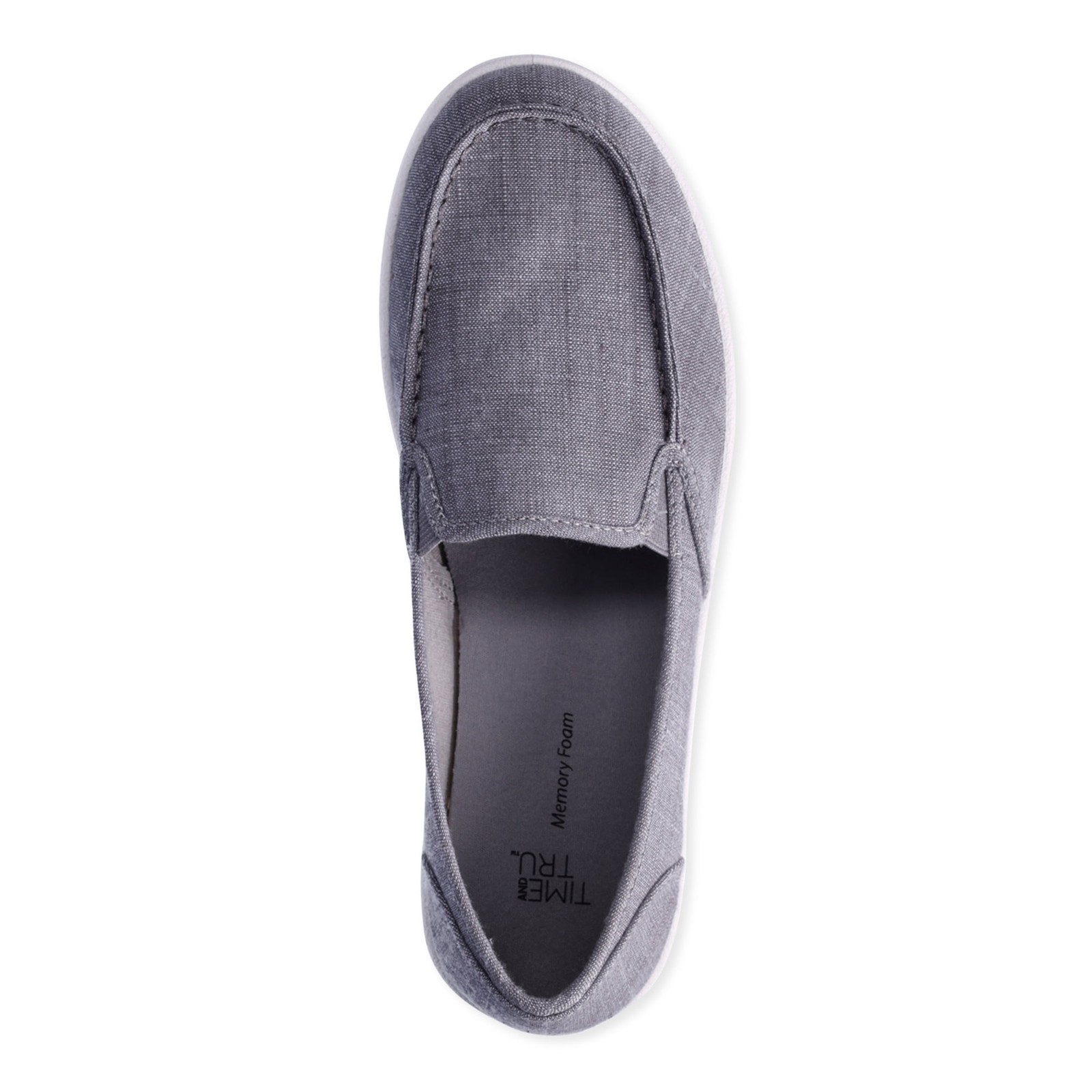 Time and Tru Women’s Gray Slip-On Moc Toe Canvas Surf Sneakers Shoes: 6-11