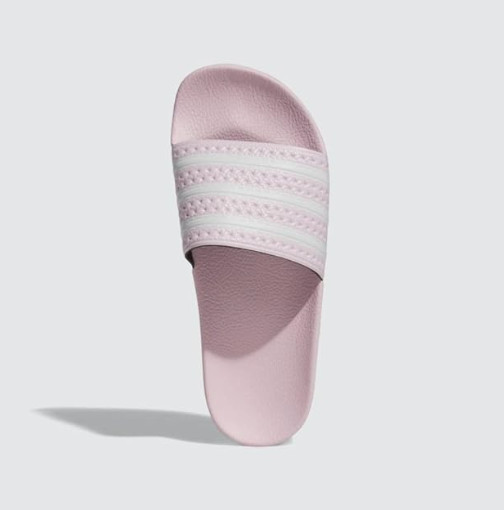 adidas Originals Adilette Slides Women’s Clear Pink White 3-Stripes Sandals