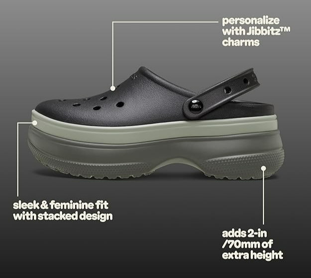 Crocs Unisex – Adult Classic Stacked Clogs Platform, BLACK, M7/W9, NWT, $64.99