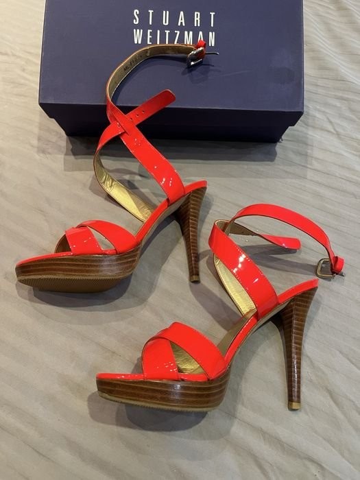 women heels orange leather 37