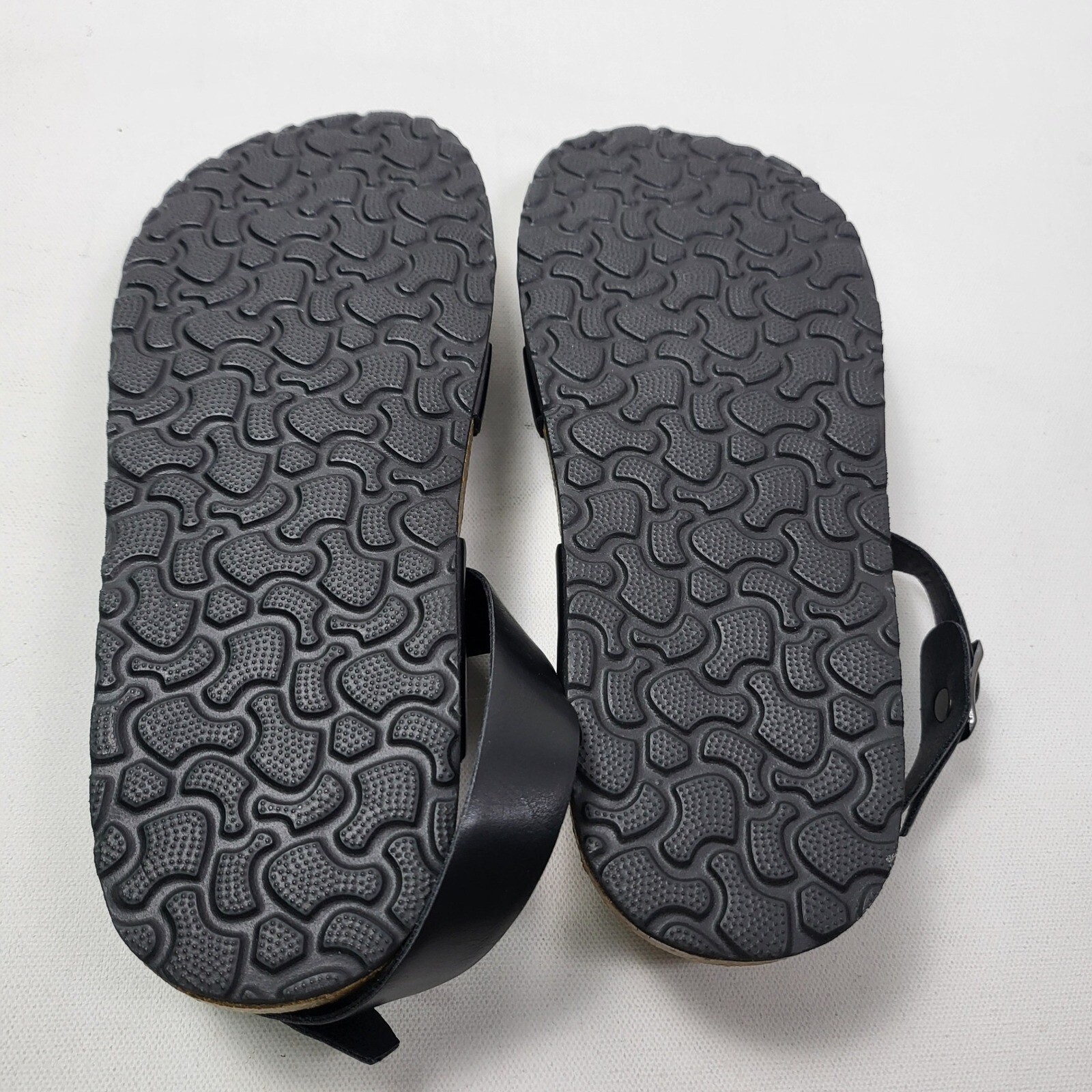 Love Rose Sandals womens size 10 black Ankle Strap Buckle soft Cork Footbed Shoe