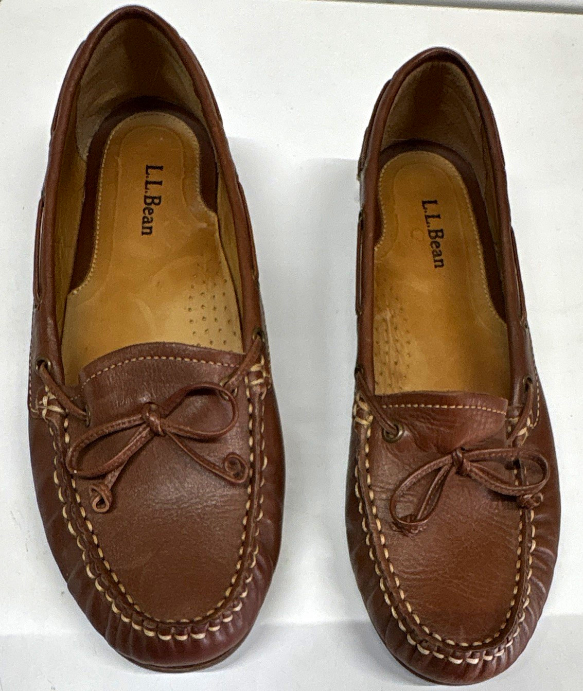 L.L.Bean Women’s Brown Leather Moccasin Flat Slip-On Round Toe 8M