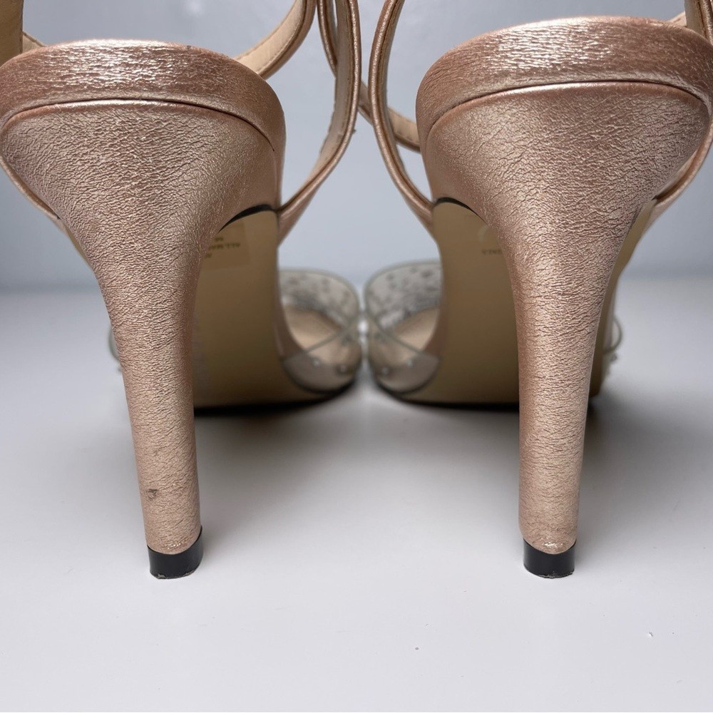 Adrienne Vittadini Nude Clear Rhinestone Heels – Size 7