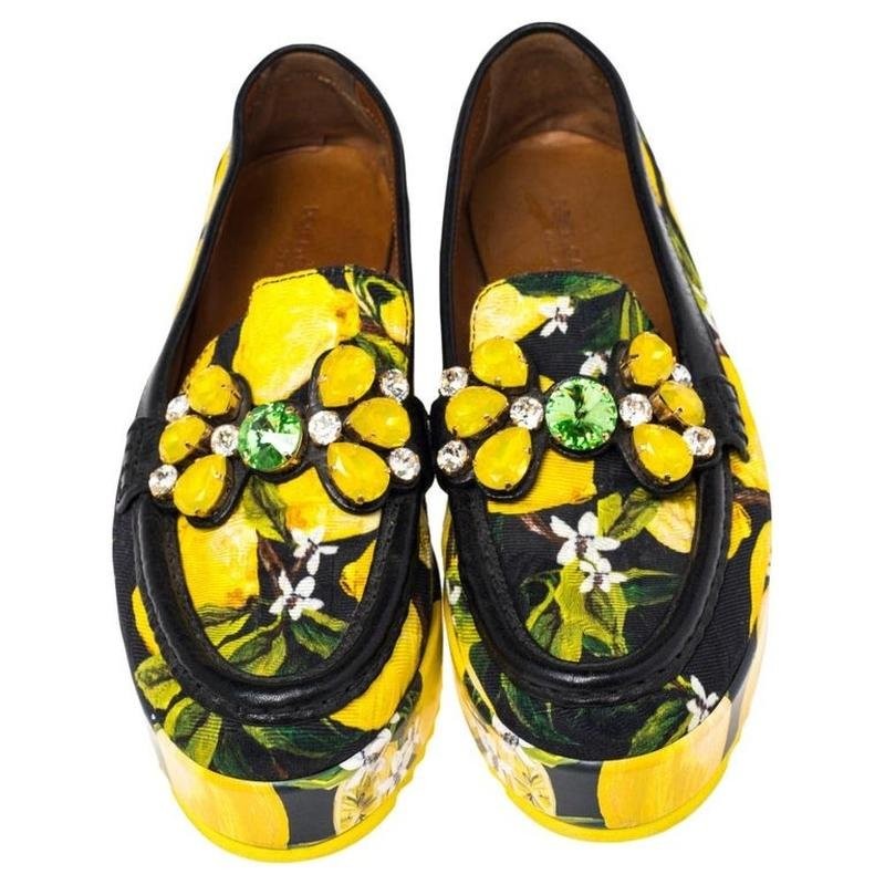 Women Dolce & Gabbana Loafers Yellow Textile 38.5