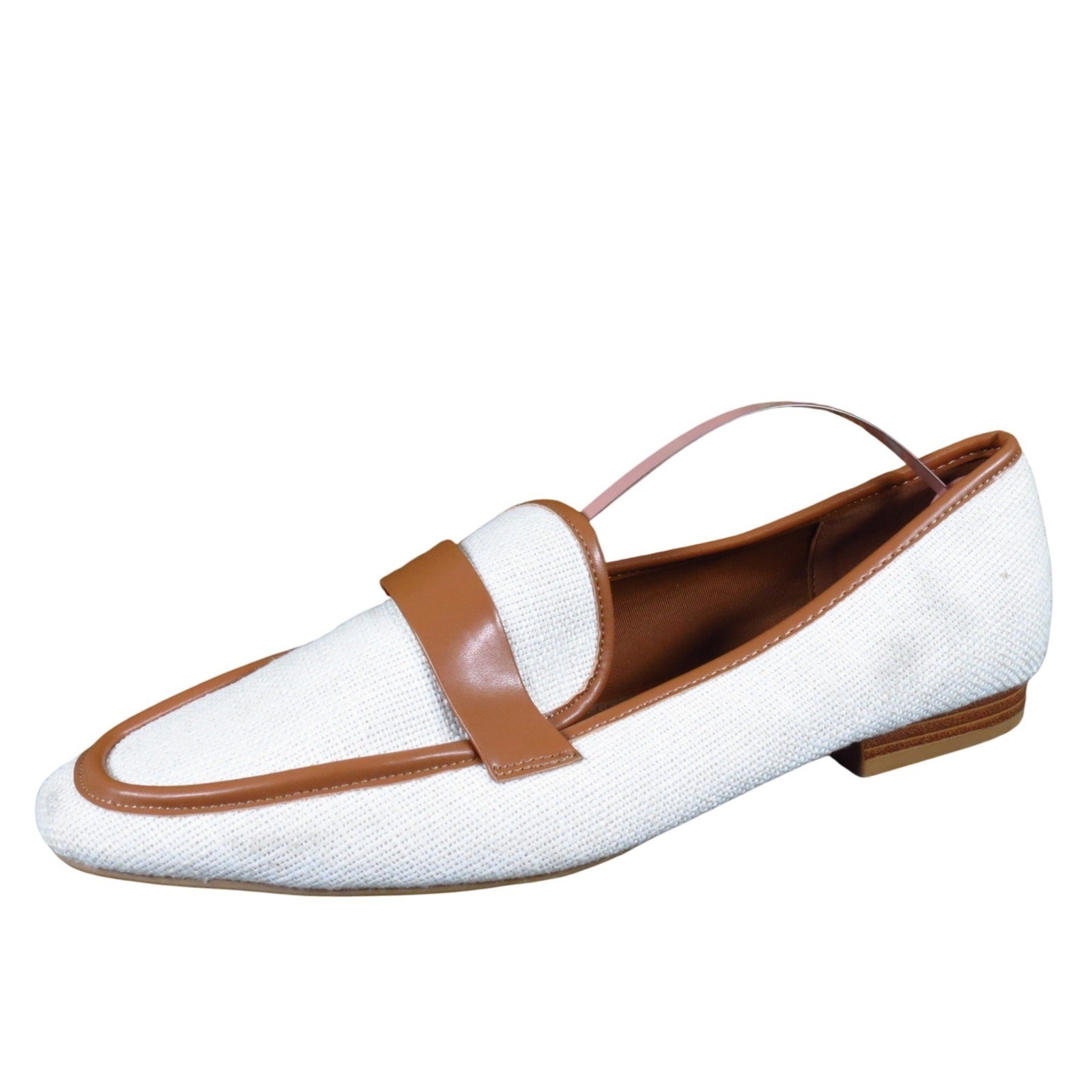 B.O.G Collective Zoya Women Casual Loafer Size 10 Daily Wear White Fabric Tan