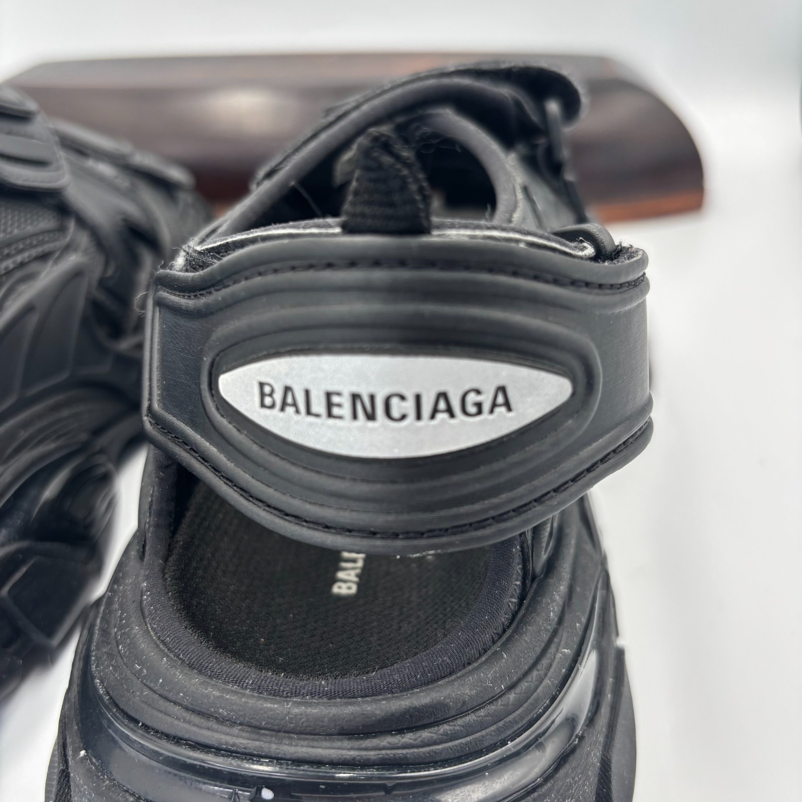 Balenciaga Track Sandals Black Size 37 EU 7 US Women 617543 Lightly Worn Authent