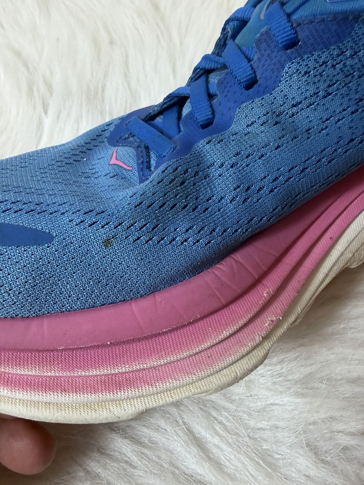 Hoka One One Bondi 8 Women’s Sz 9.5 B Blue/Pink Athletic Running Comfort Sneaker