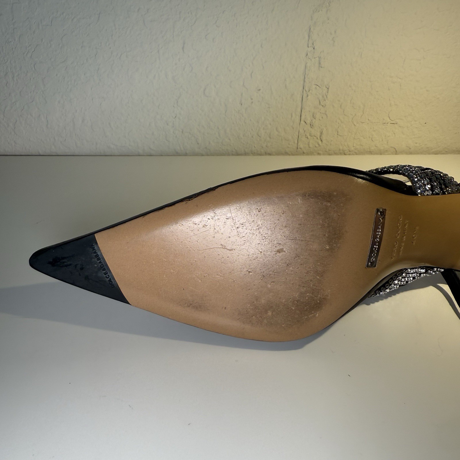 Vtg DOLCE & GABBANA CRYSTAL LOGO HEELS 40.5