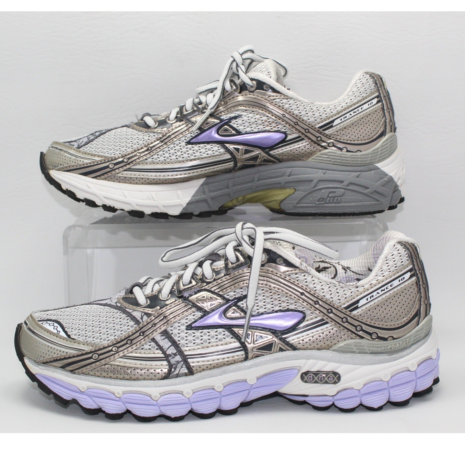 Brooks Trance 10 Womens Running Shoes 7 Silver Lavender Stability 1200811B503