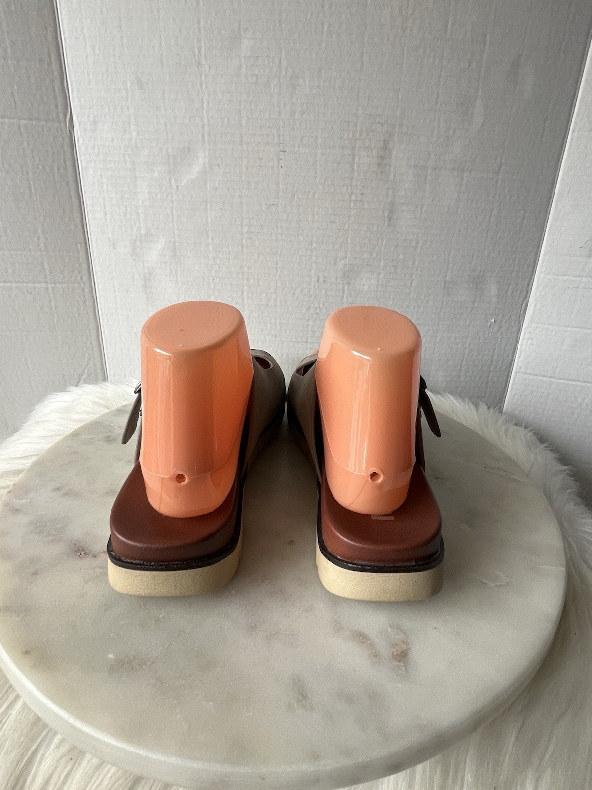 MIA Leila Women’s Size 8.5 Beige Brown Slide Sandals Double Straps and Buckle