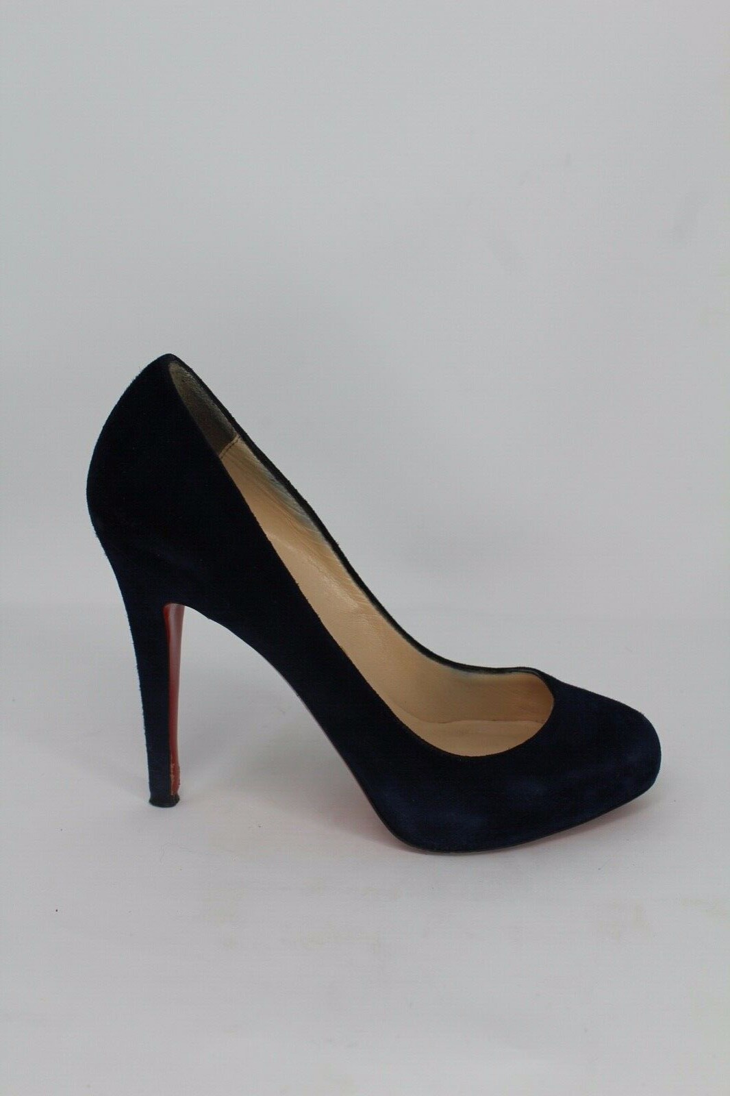CHRISTIAN LOUBOUTIN Navy-Blue Suede Simple Semi Pointed Toe Pumps, US 6.5 $595