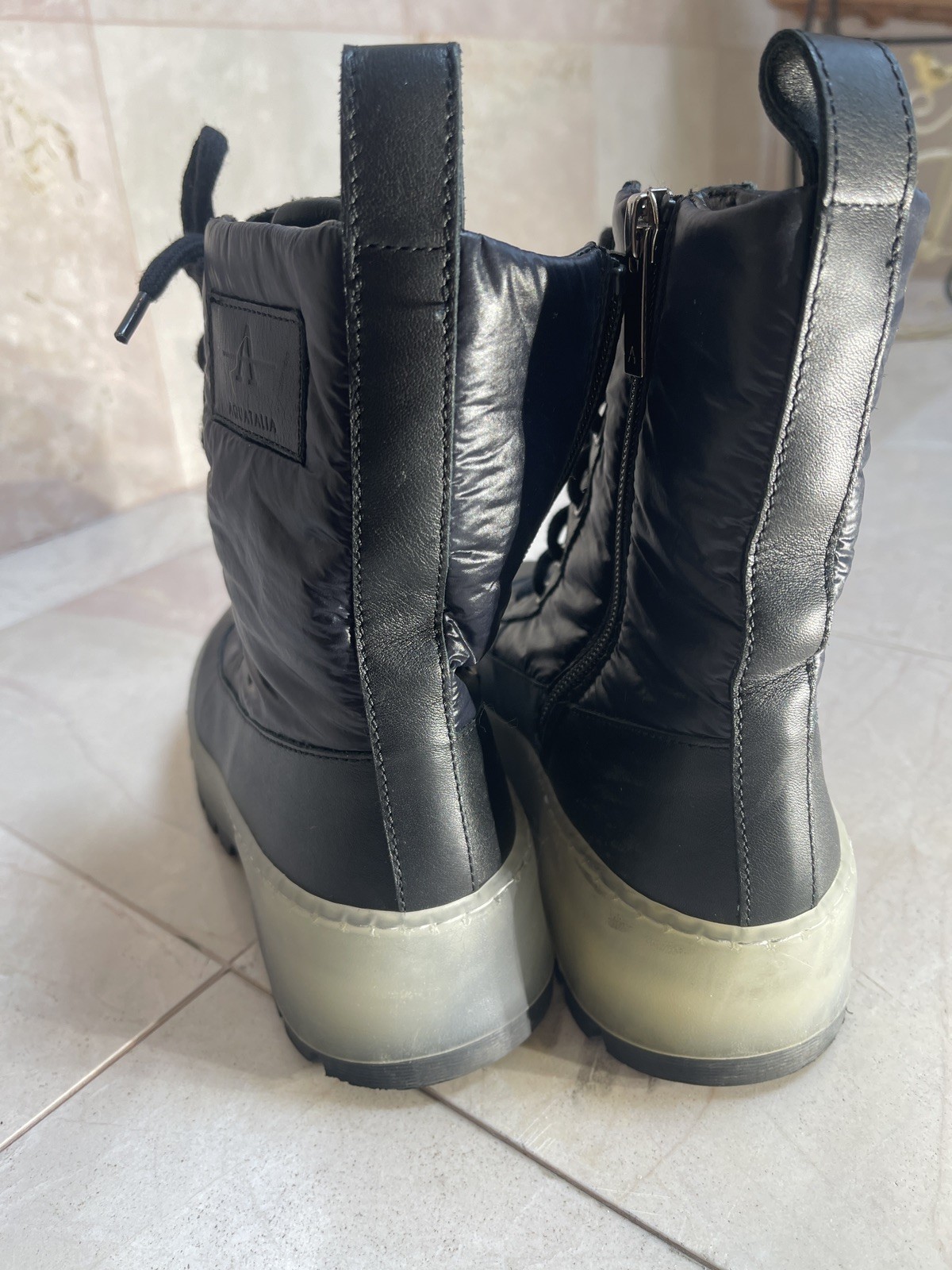 Aguatalia Italy Boots Aisa Lace-up zip Nilon Water Proof Sz6 Black