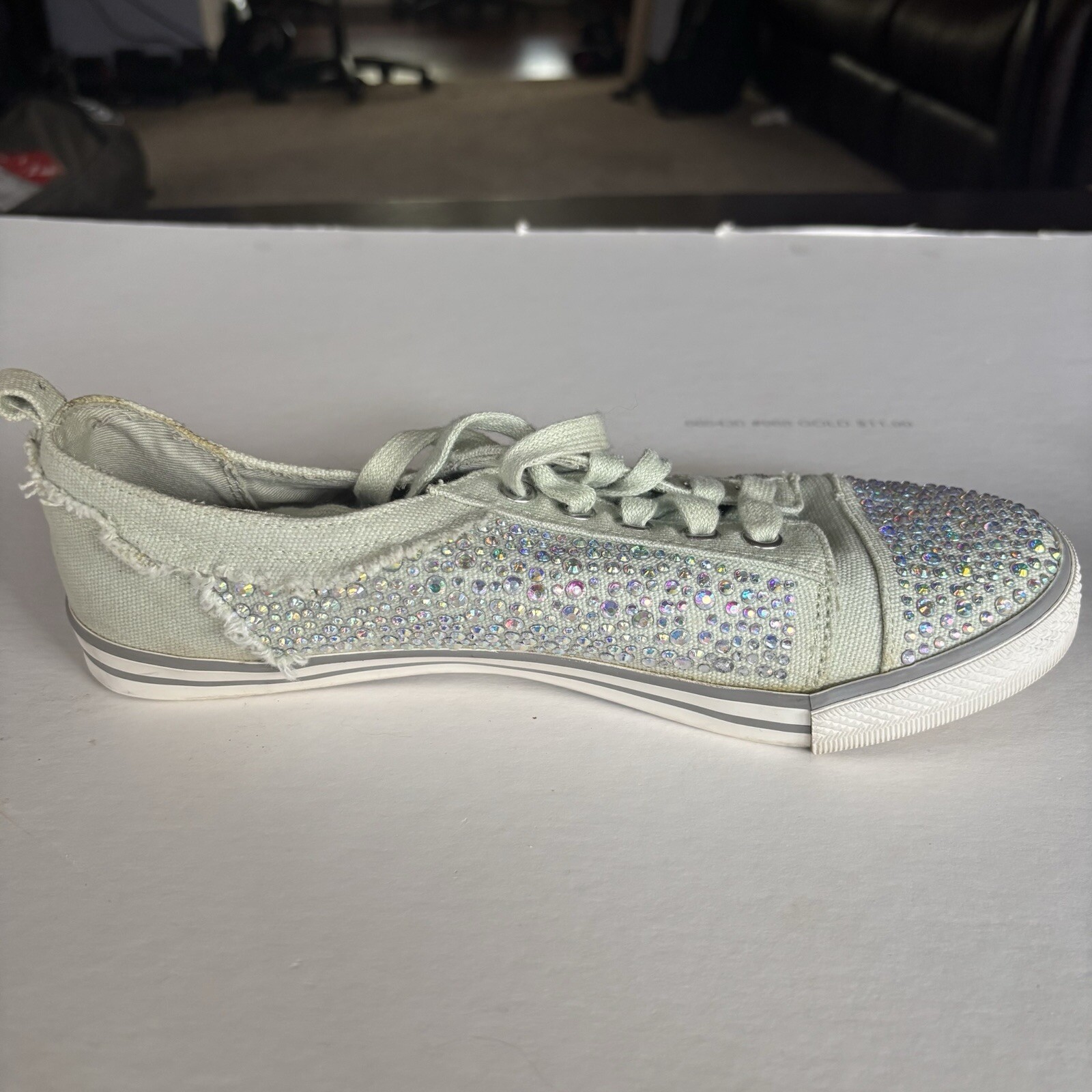 Gianni Bini Mint Green Sparkly Rhinestone Sneakers, Size 8