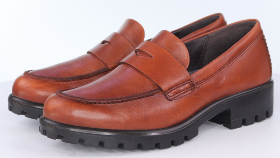ECCO Modtray Chunky $160 Women’s Penny Loafers Shoes Size EU 37 US 6-6.5 Leather