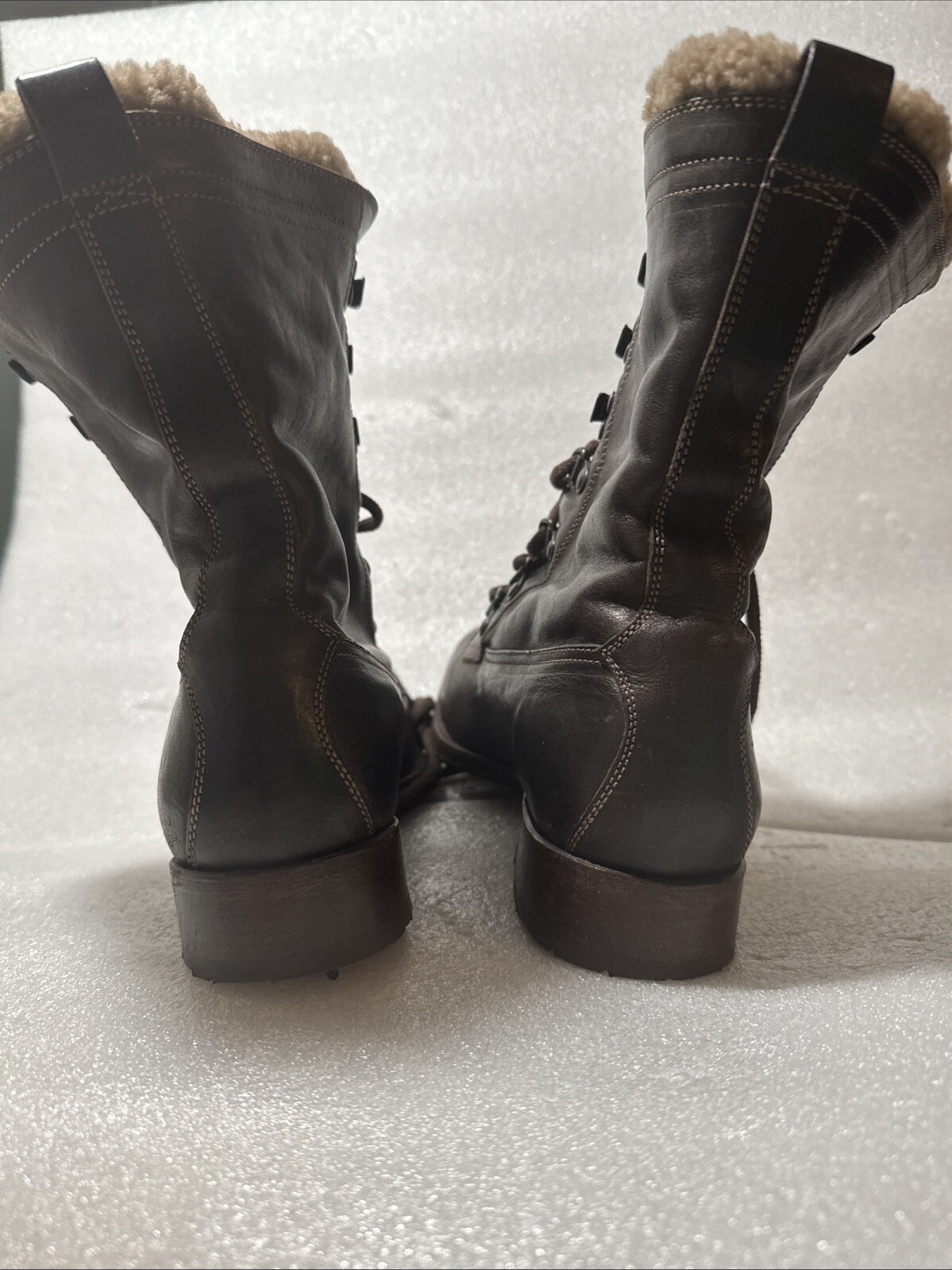 NDC N.D.C WHITESTAR R’ CUSNA BOOTIE BROWN LEATHER COMBAT BOOTS EU 38 US 8 Sherpa