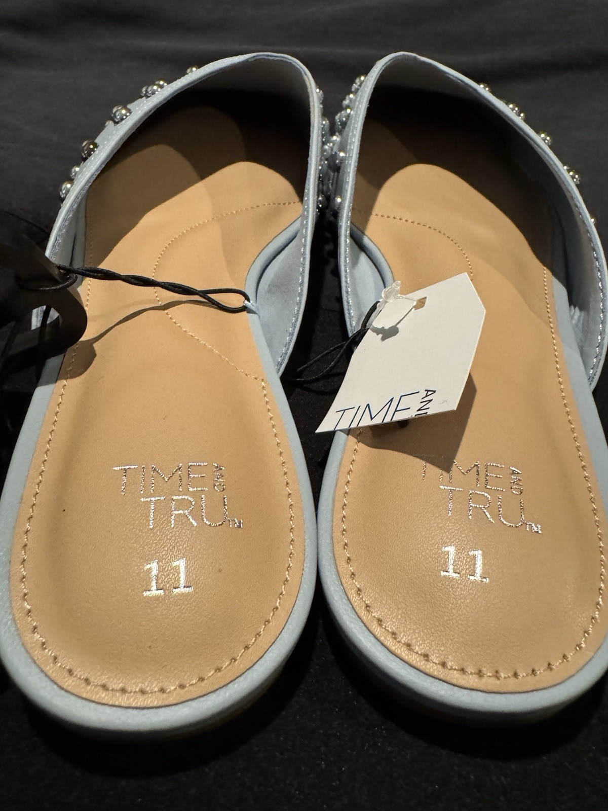 New Time And Tru Light Blue Studded Memory Foam Slip-On Women’s Flats Size 11