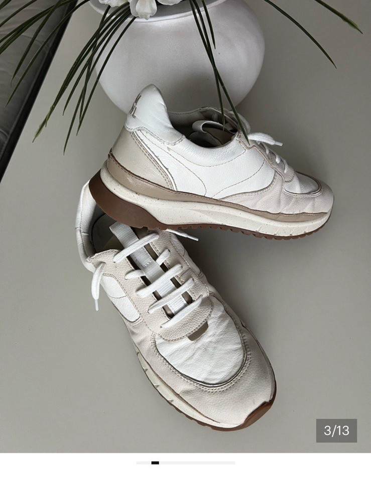 Madewell MWL Leather Low Top Sneakers Colorblock White Beige Brown Lace Up