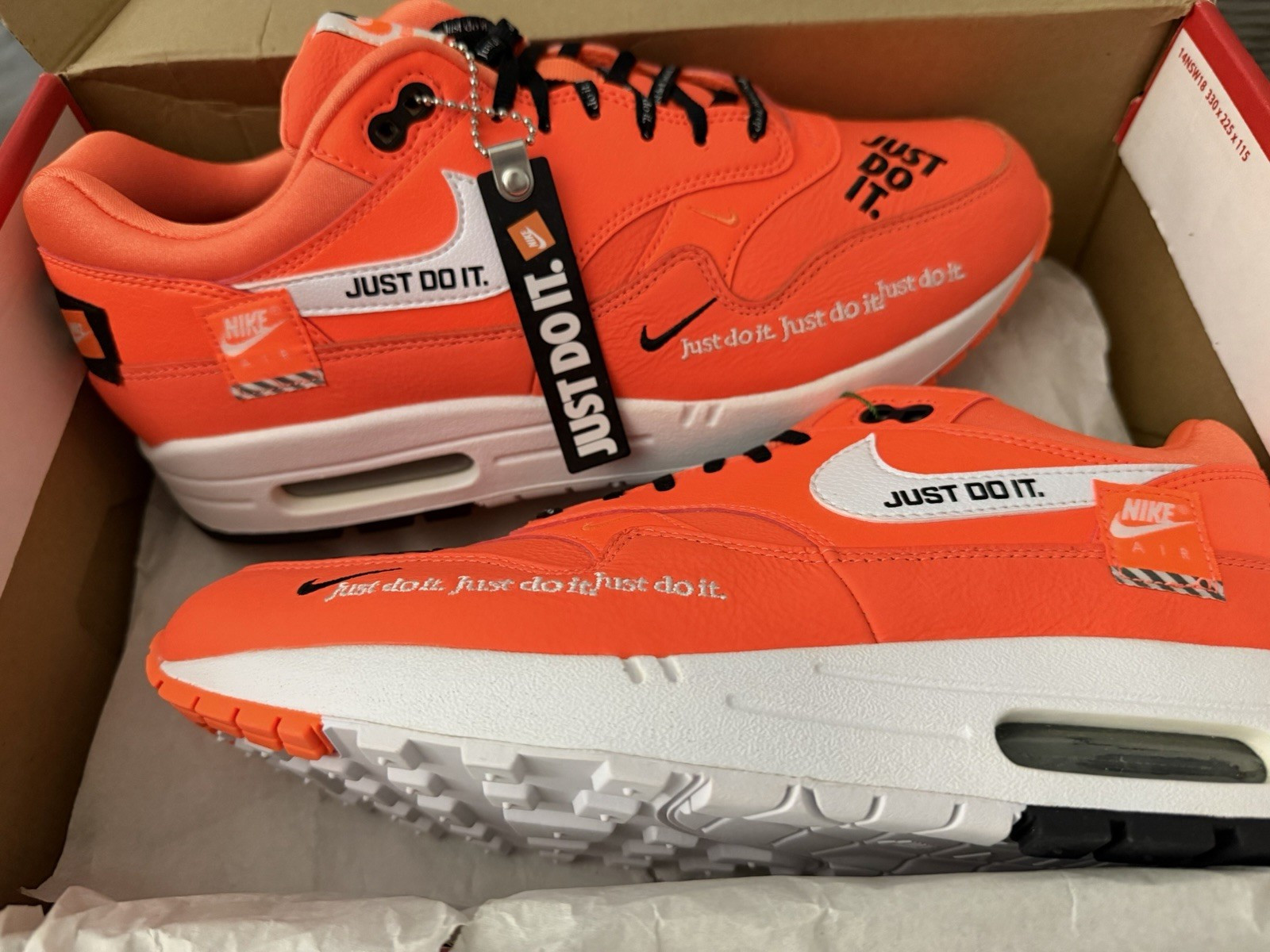 Nike Air Max 1 LX Just Do It Orange White Black Women’s Sneakers 917691-800 DS