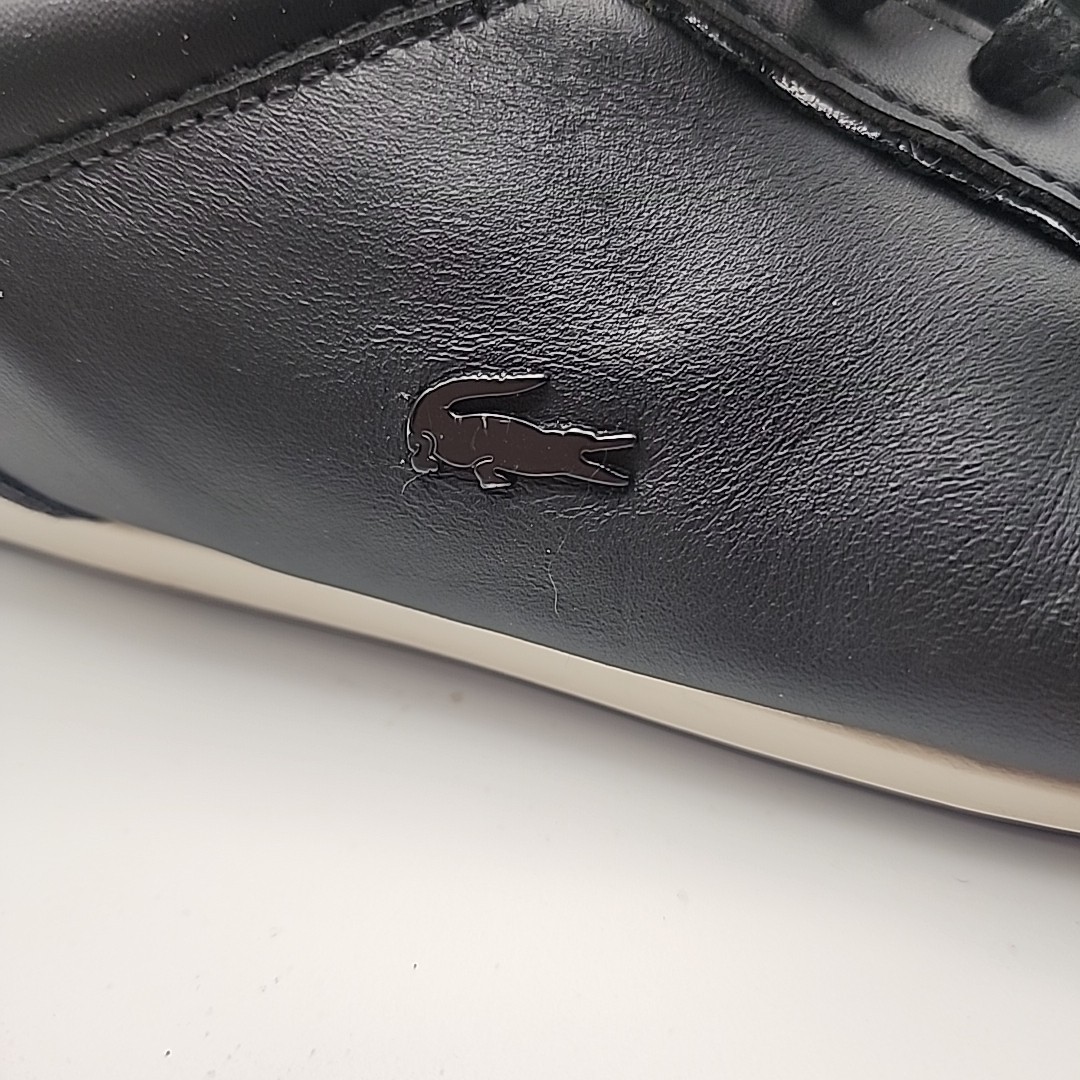 Lacoste Rey Sneakers Womens Size 8 Black Leather Derby Logo Lace Up Shoes