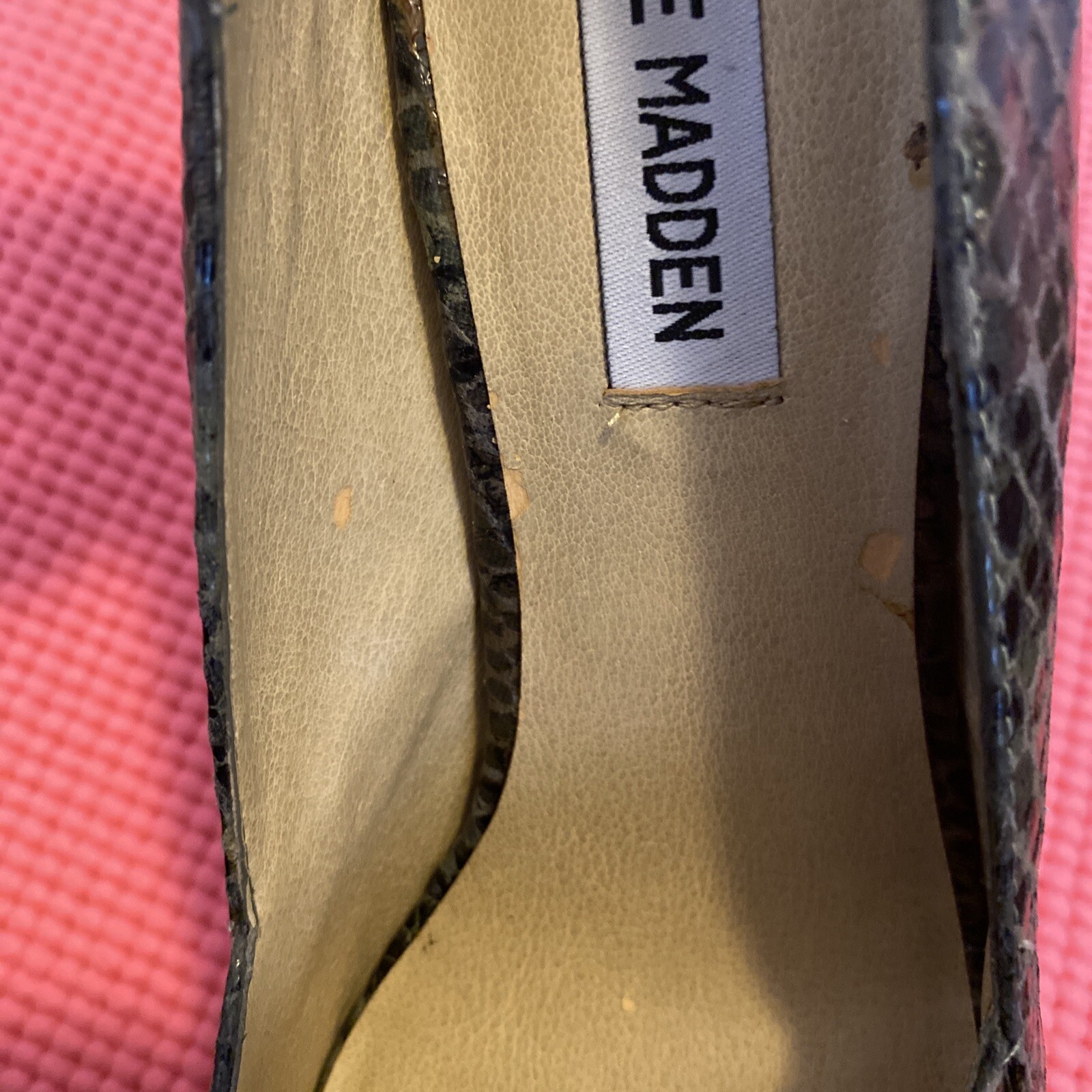 Steve Madden Women’s Platform High Heels SZ 7.5 Brown/Gray Open Toe Snakeskin