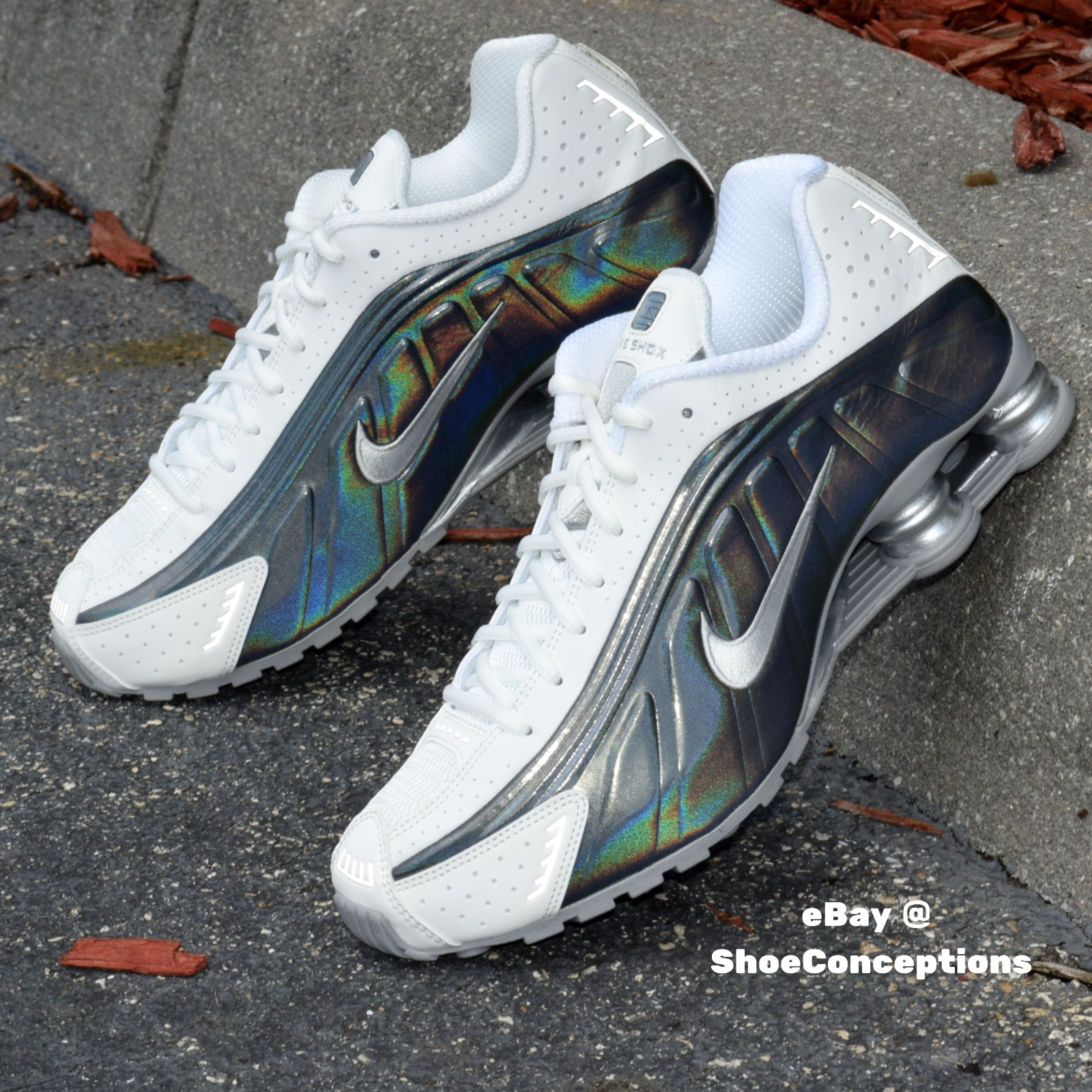 Nike Shox R4 Shoes «White Iridescent» IB7703-100 Women’s Sizes NEW