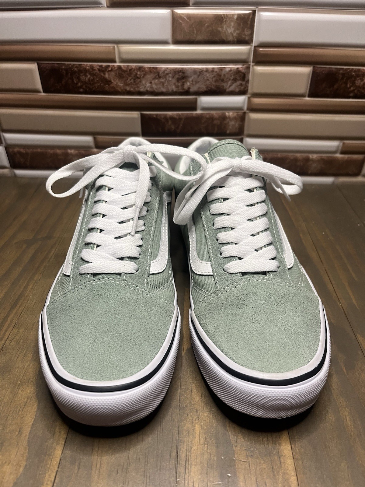 VANS Old Skool Shoe Size 9 Women Size 7.5 Men Mint Green Low Top Gently Used