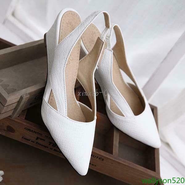 Women’s Snake Print Wedge Sandals Pointed Toe Slingback Dress Shoes SZ 5-10.5