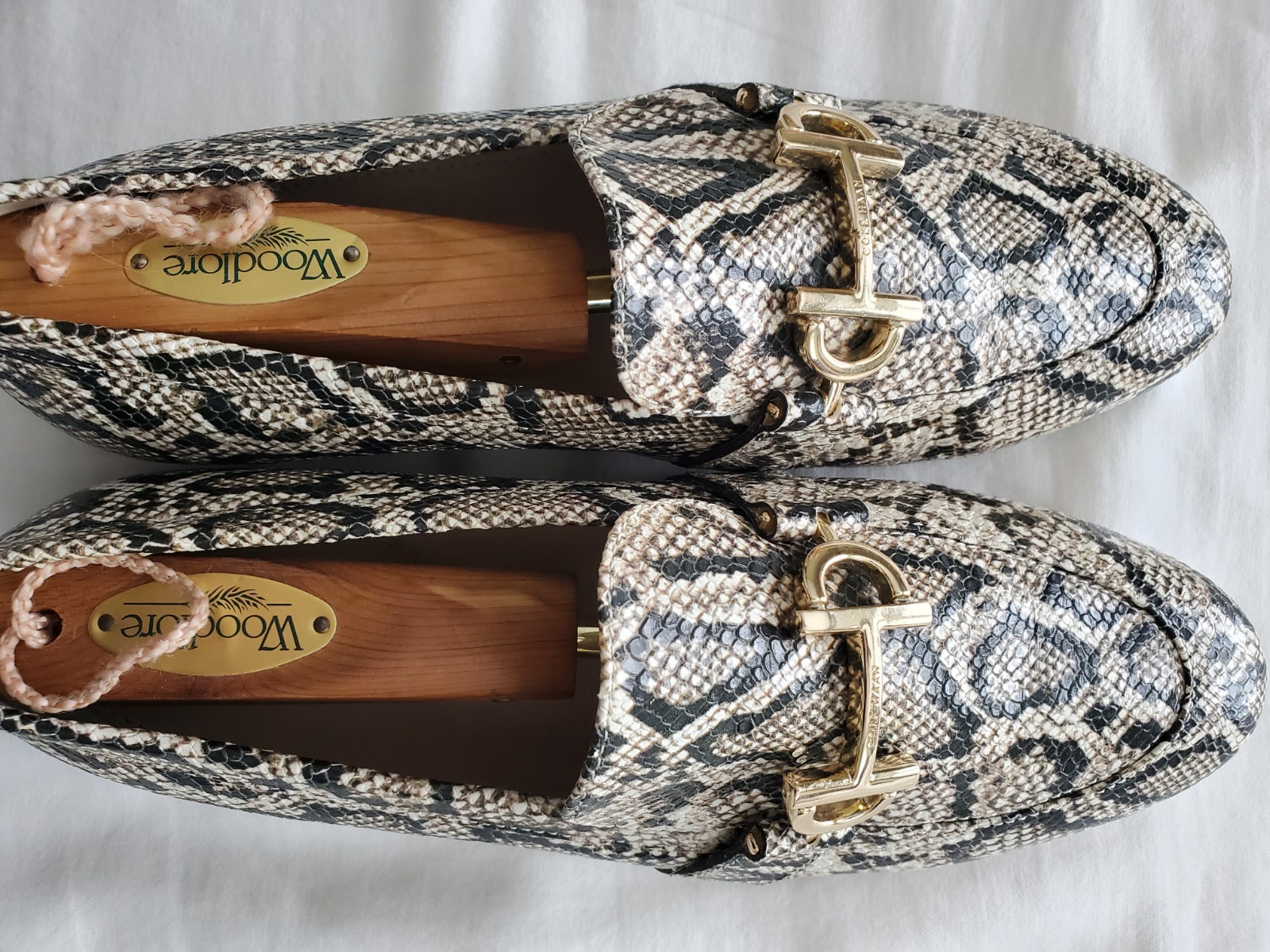 Cole Haan Grand Series Loafers Women 8.5B Multi Snake Print Embossed Leather EUC
