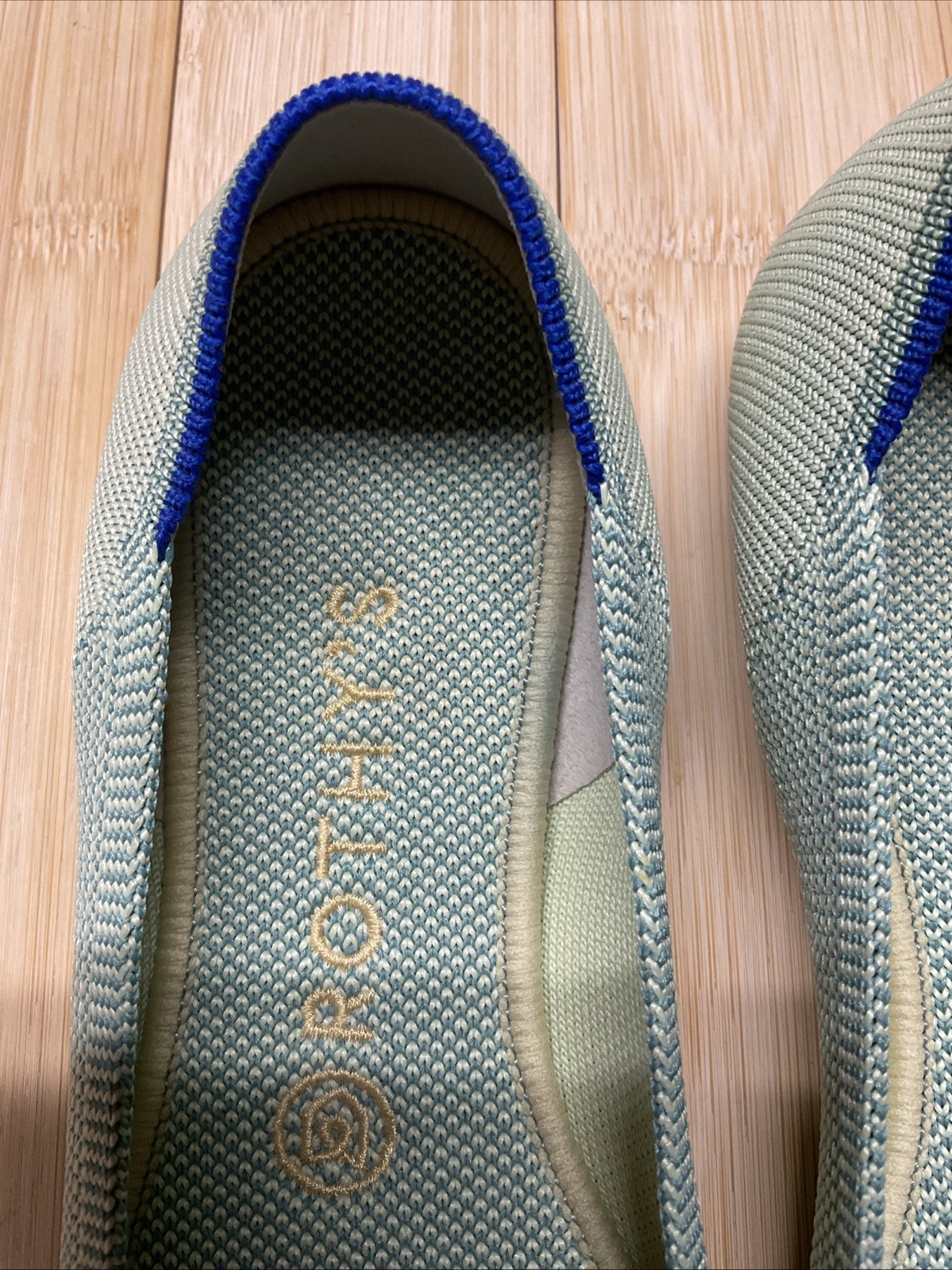 Rothy’s Women’s Size 8 Knit Slip-On Flats Green/Blue Lightweight Logo N w/o Box