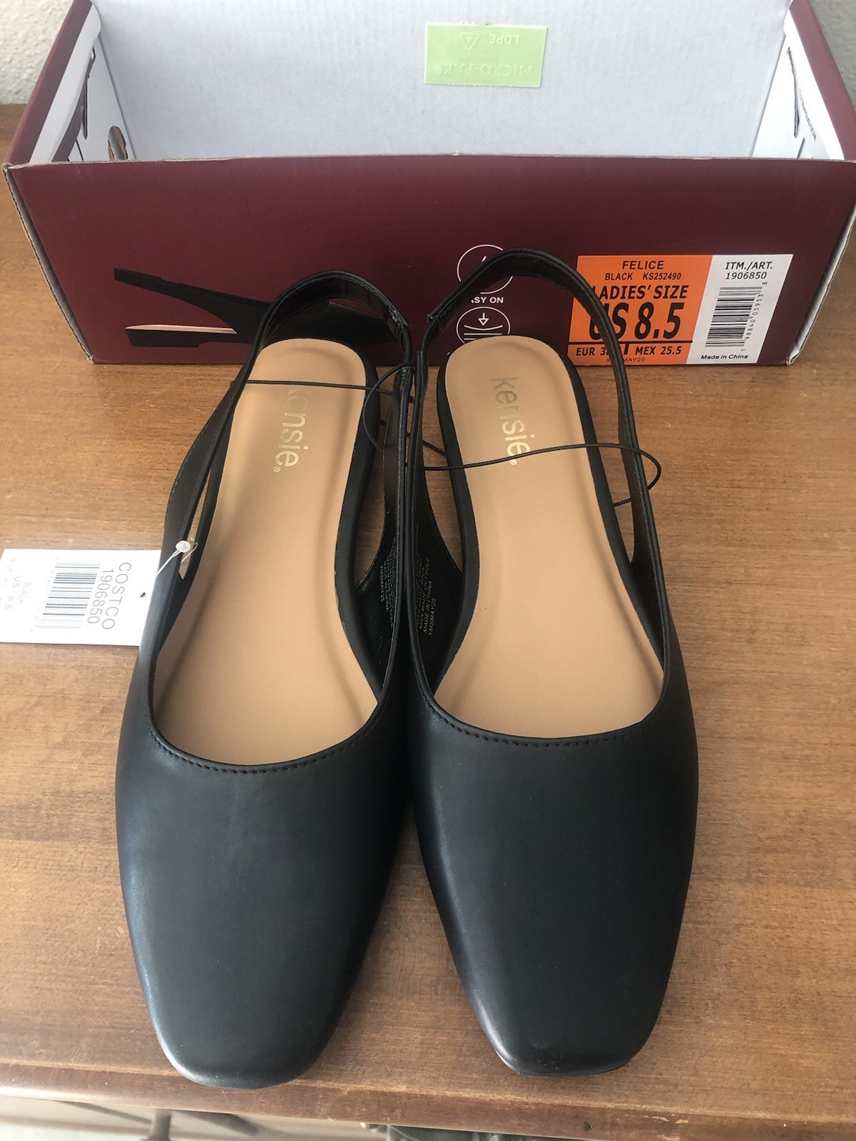 New NWT Kensie Size 8.5 Felice Sling Back Flats Black