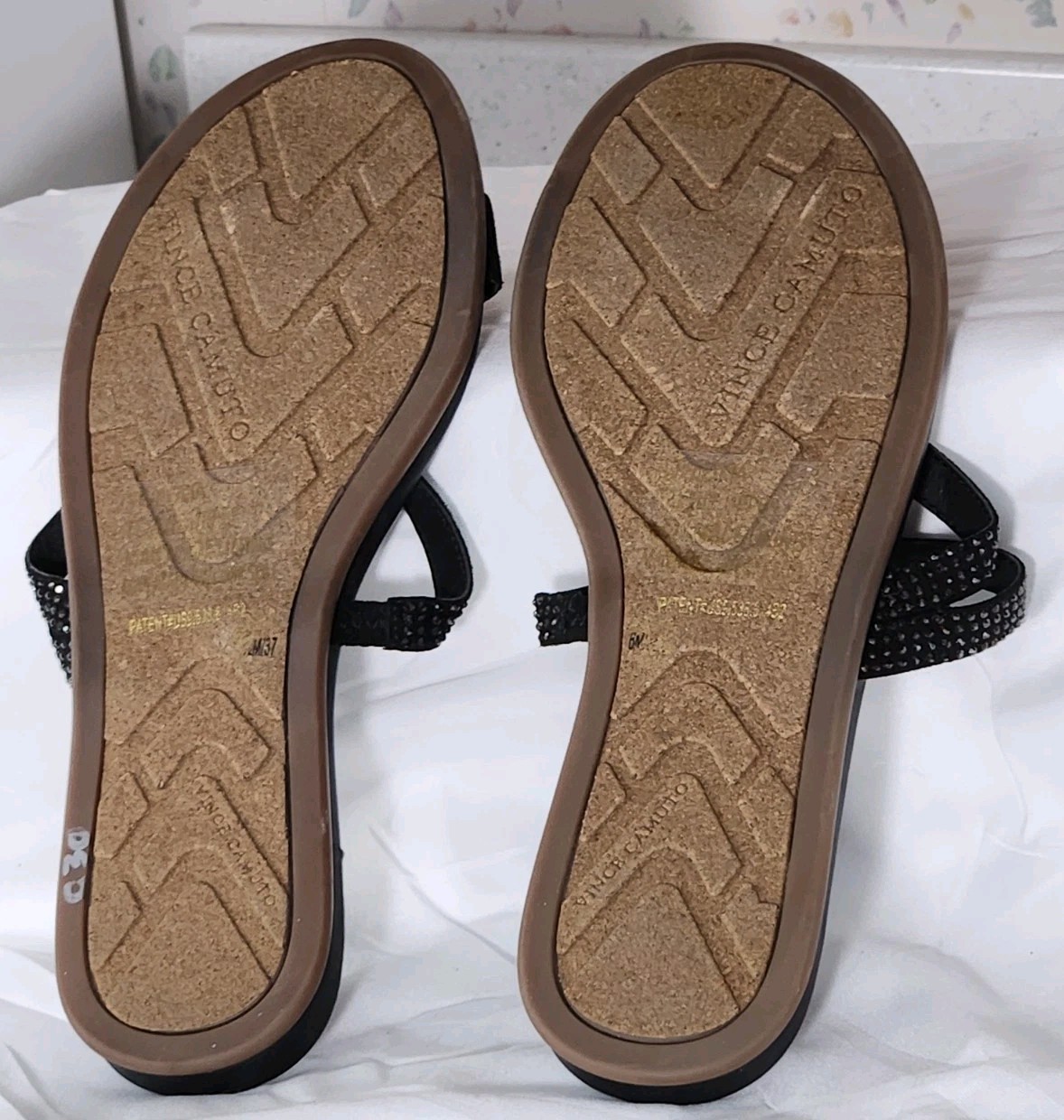 Vince Camuto Sandals Womens Black Embellished Straps Toe Slide 6